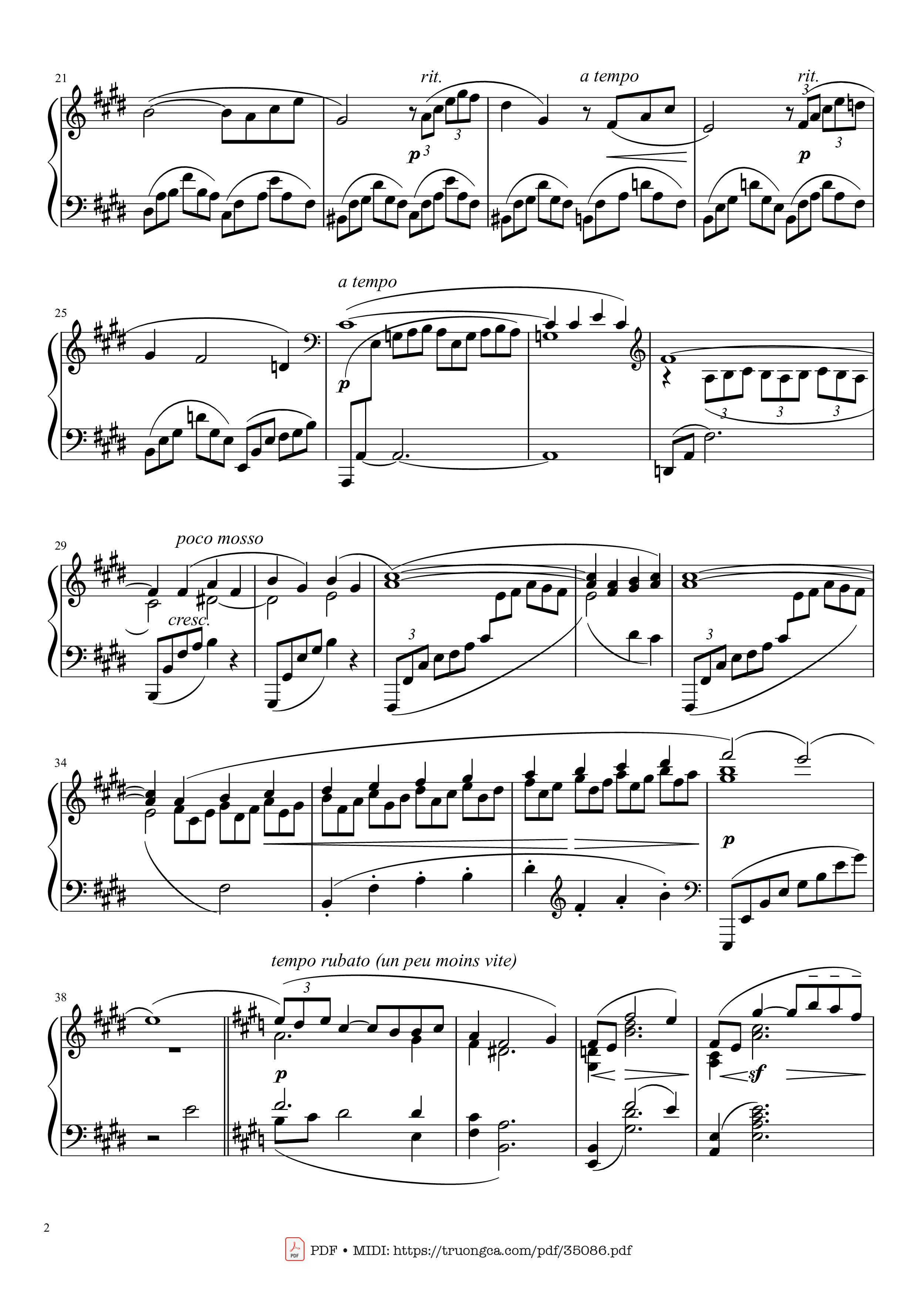 Trang 2 của Sheet nhạc PDF bài hát Arabesque L. 66 No. 1 in E Major - Claude Achille Debussy