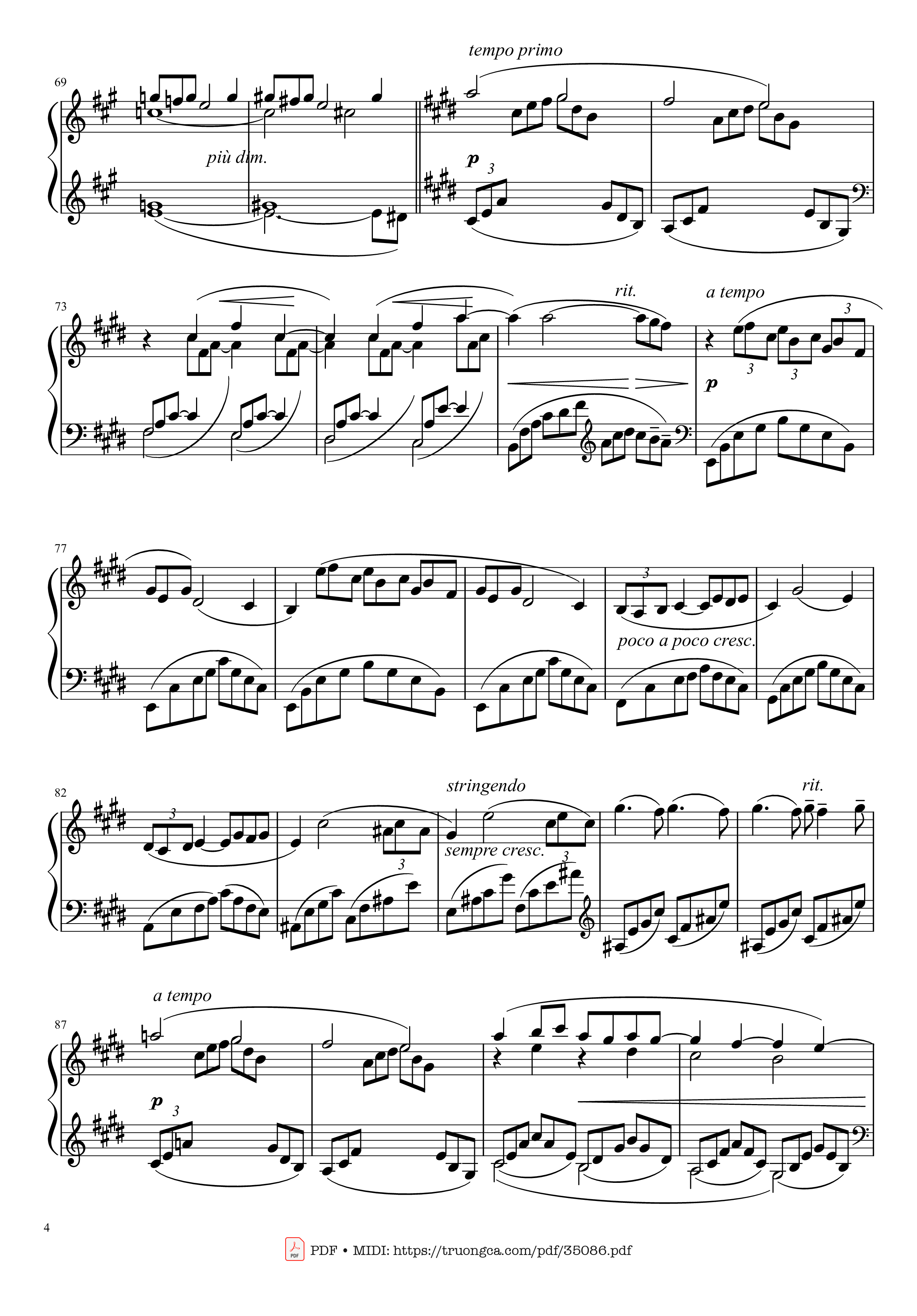 Trang 4 của Sheet nhạc PDF bài hát Arabesque L. 66 No. 1 in E Major - Claude Achille Debussy