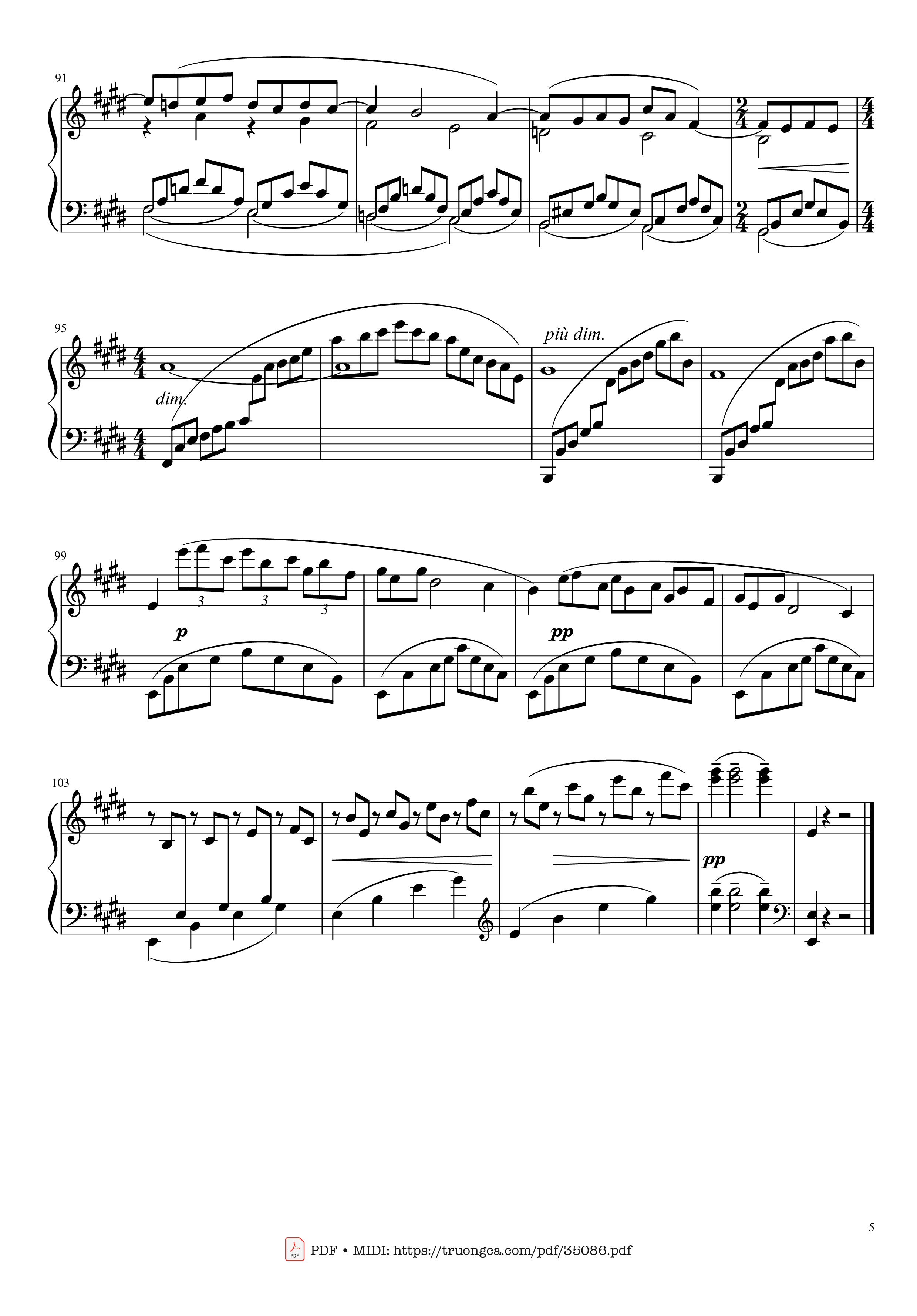 Trang 5 của Sheet nhạc PDF bài hát Arabesque L. 66 No. 1 in E Major - Claude Achille Debussy