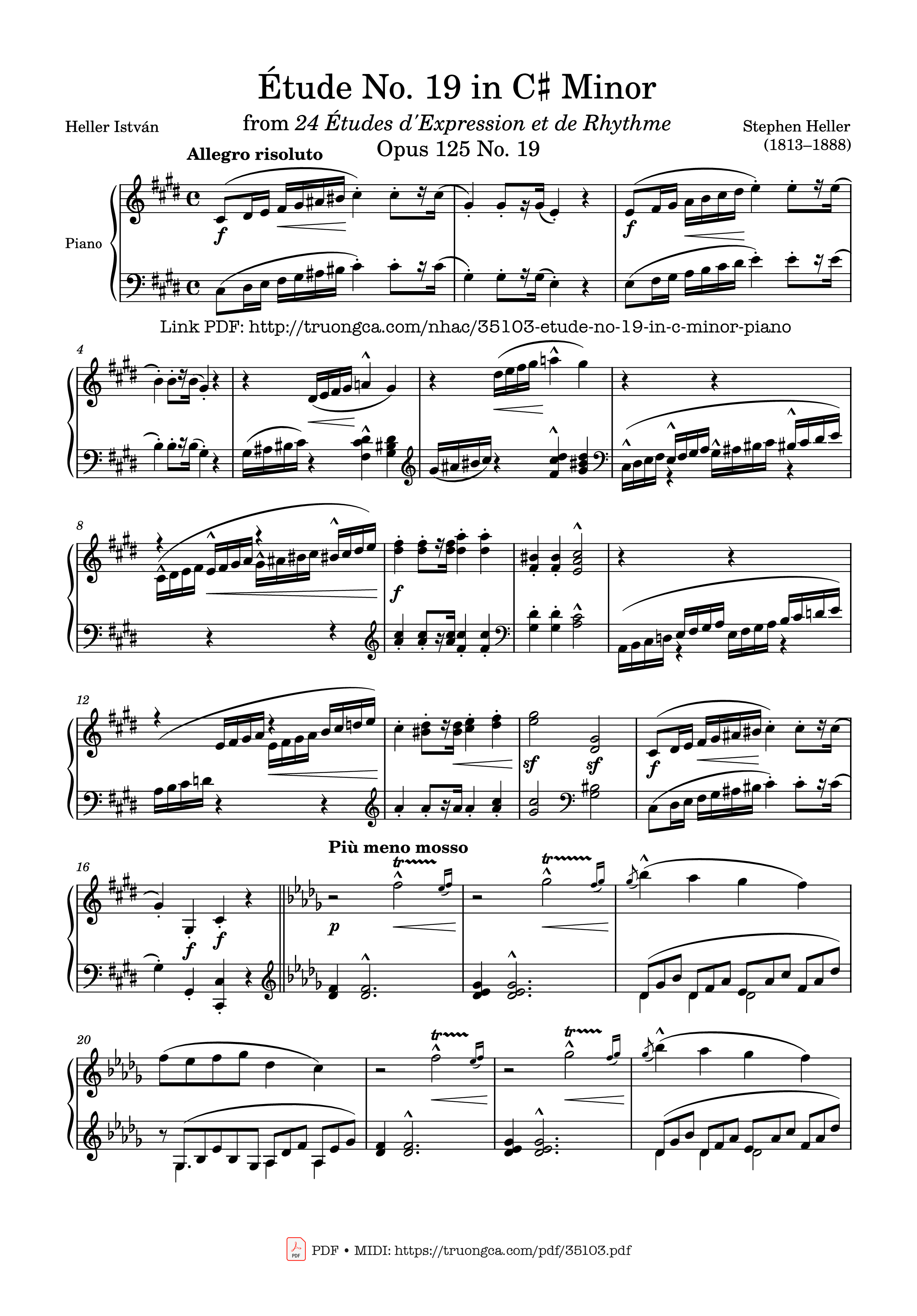 Sheet nhạc PDF bài Étude No. 19 in C♯ Minor Piano