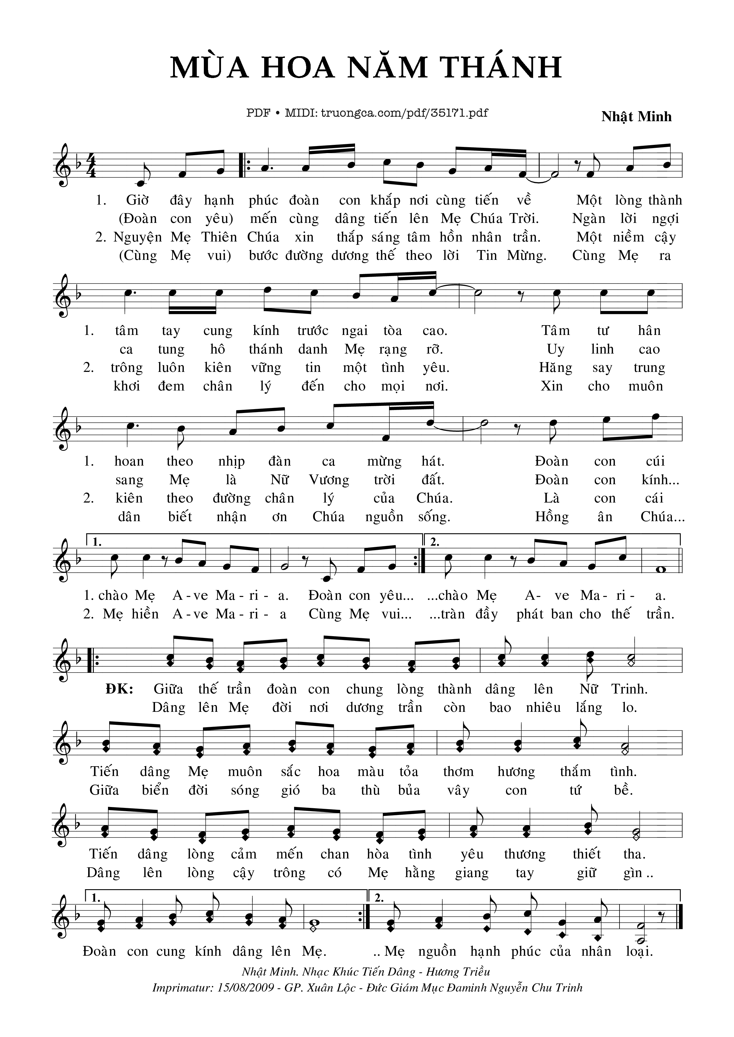 Trang 1 của Sheet nhạc PDF bài hát Mùa Hoa Năm Thánh - Nhạt Minh