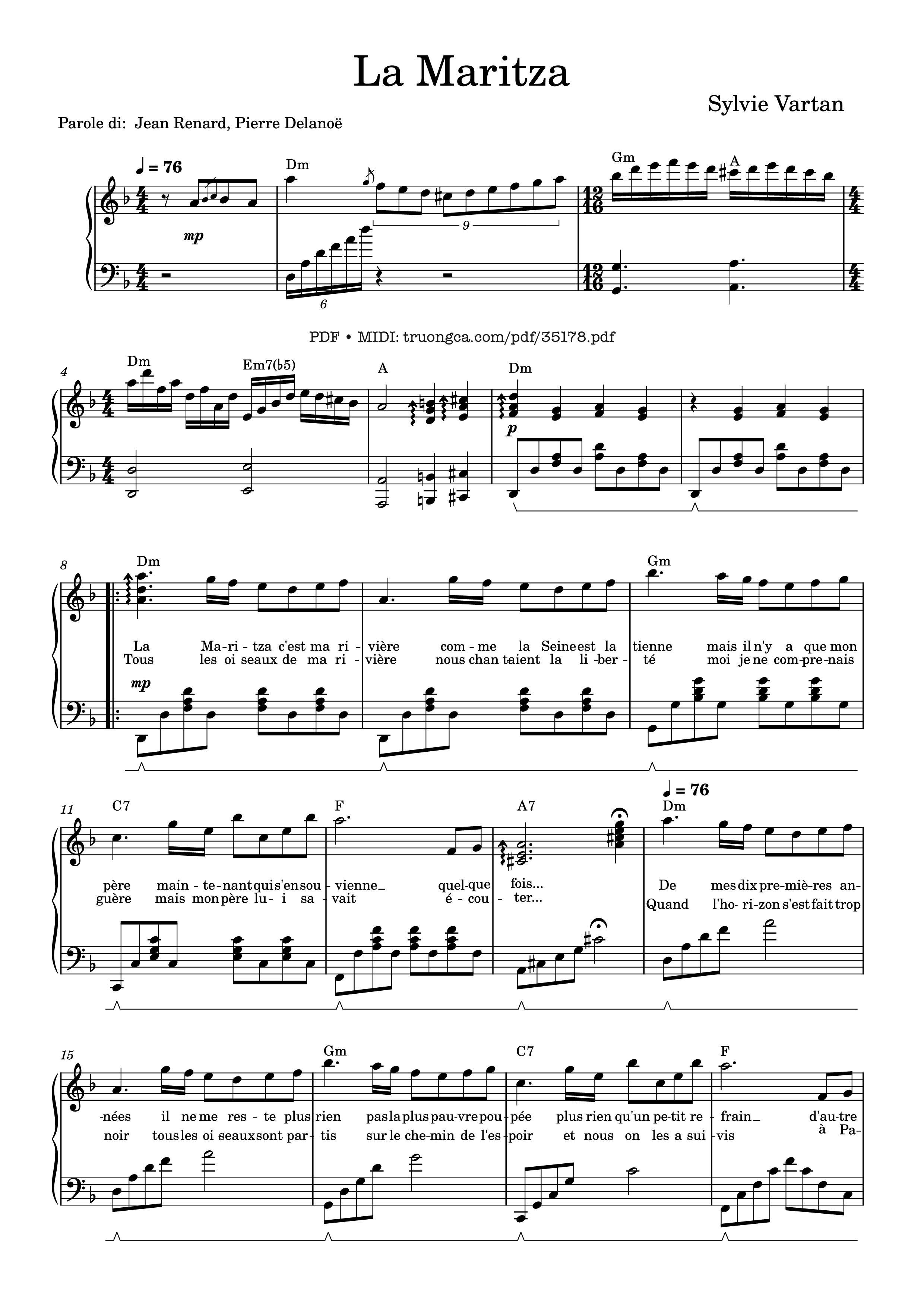 Trang 1 của Sheet nhạc PDF Piano bài hát La Maritza Piano - Sylvie Vartan