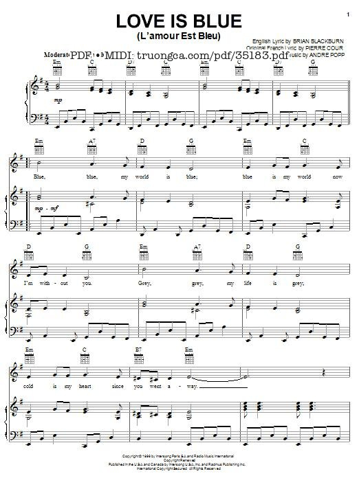 Trang 1 của Sheet nhạc PDF bài hát Tình Xanh - Phạm Duy