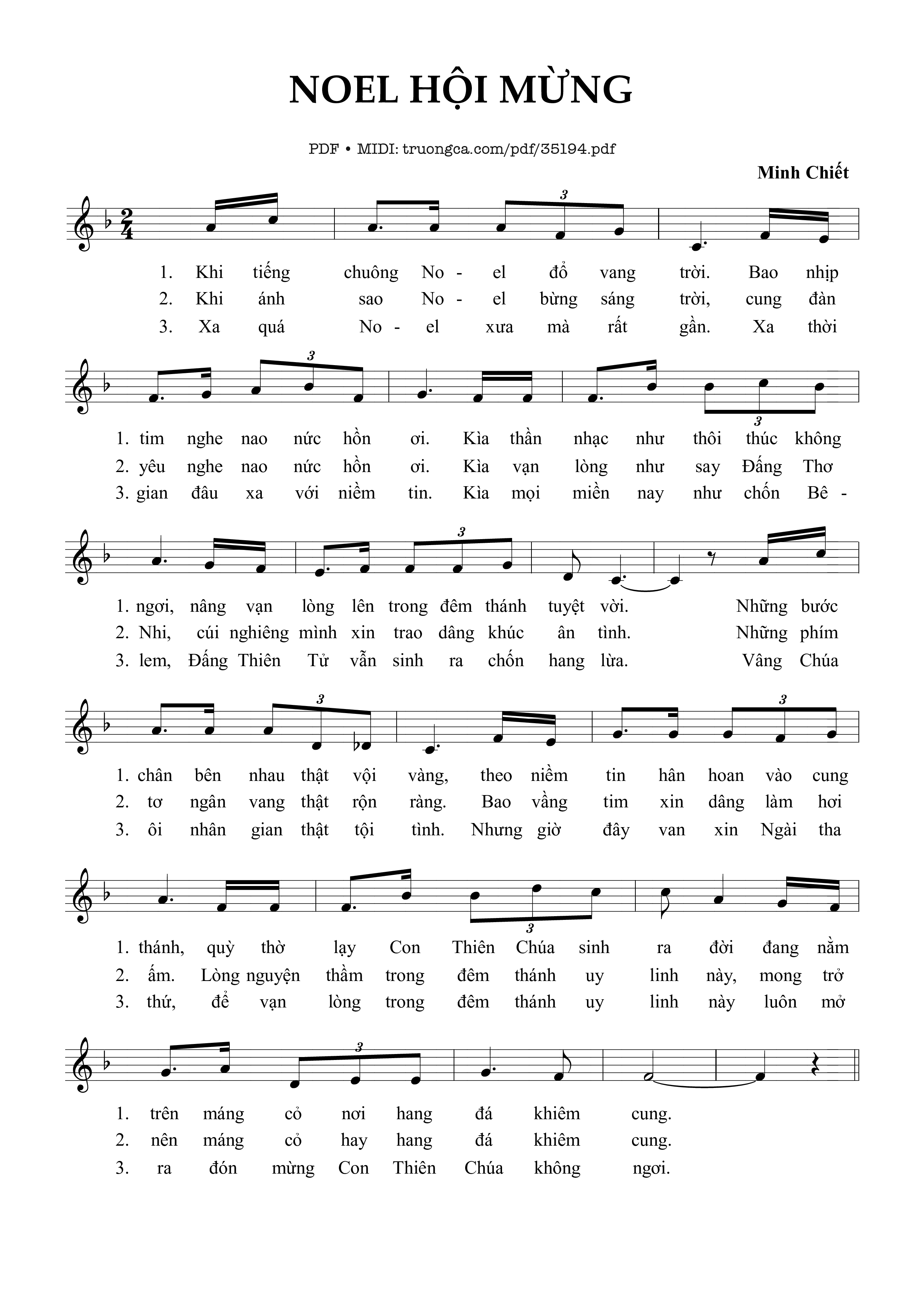 Trang 1 của Sheet nhạc PDF bài hát Noel Hội Mừng - Minh Chiết