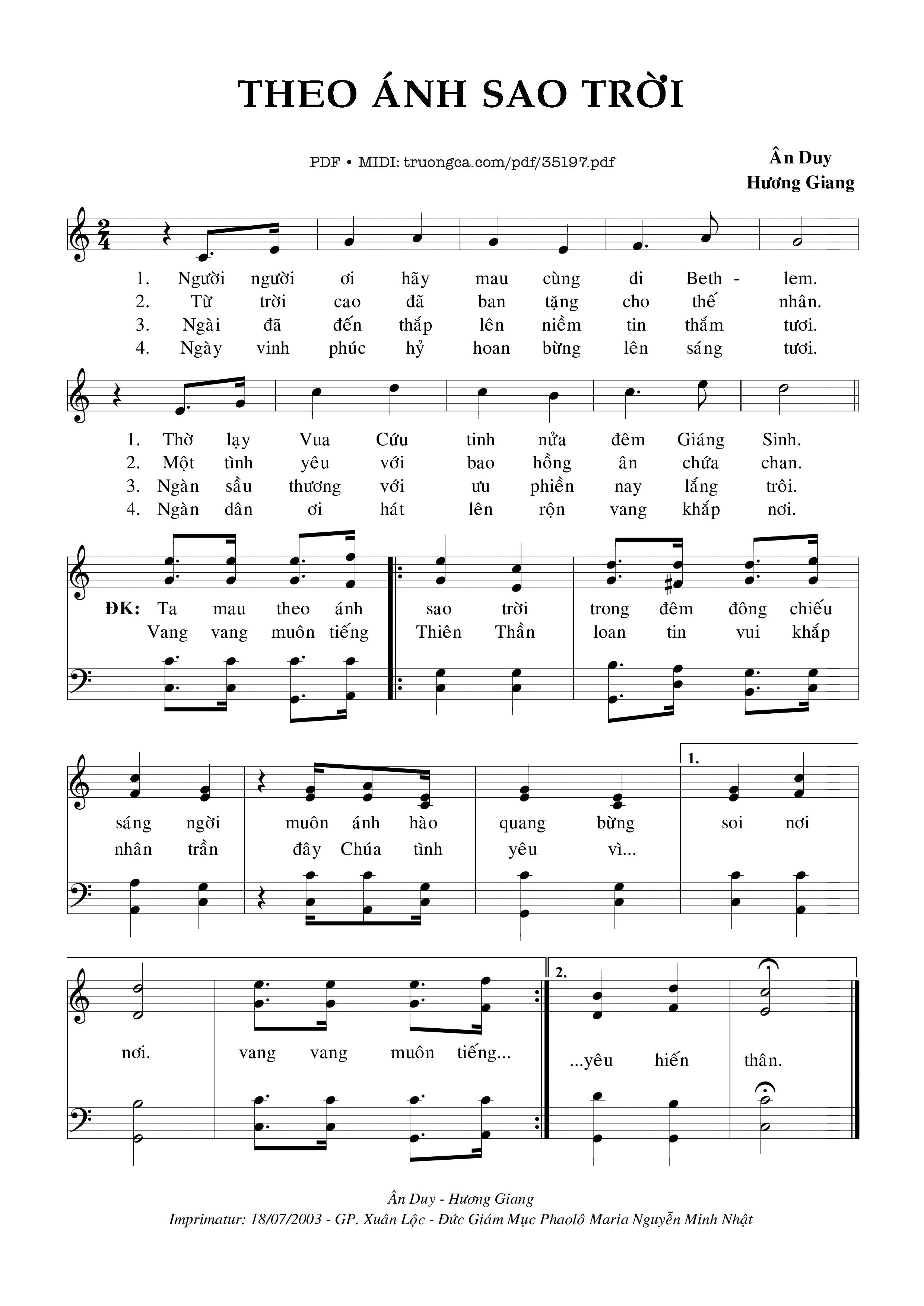 Trang 1 của Sheet nhạc PDF bài hát Theo Ánh Sao Trời - Ân Duy &Amp; Hương Giang