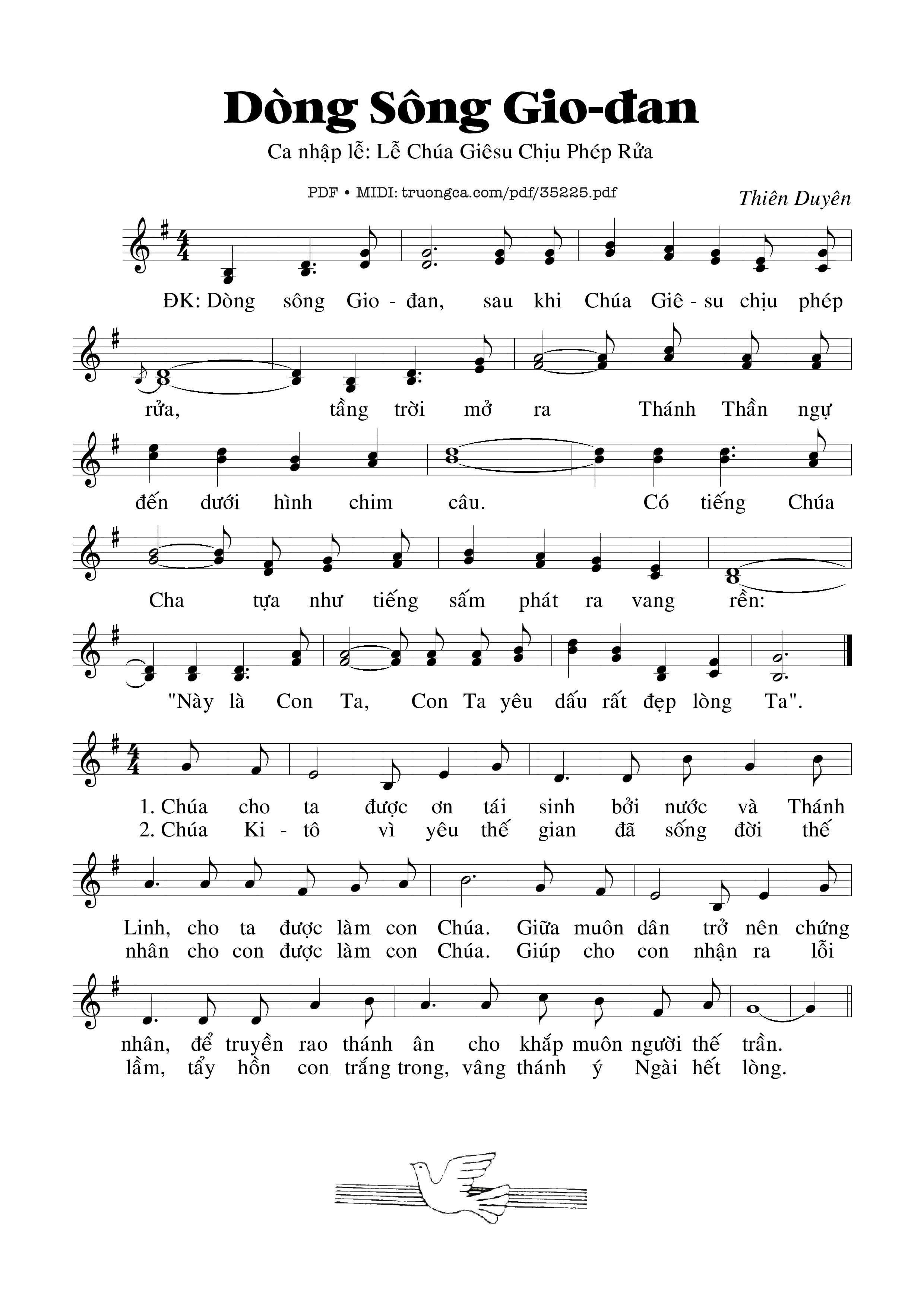 Trang 1 của Sheet nhạc PDF bài hát Dòng Sông Giodan - Thiên Duyên