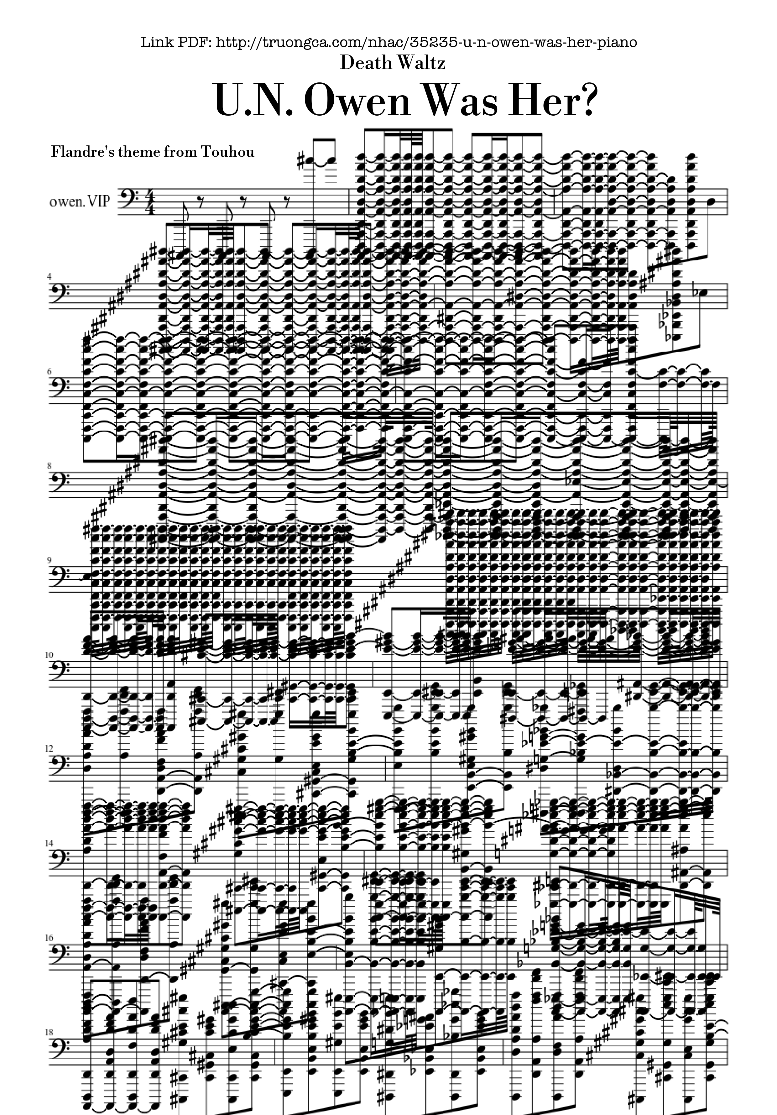 Trang 1 của Sheet nhạc PDF Piano bài hát U.N. Owen Was Her? - Death Waltz - Touhou