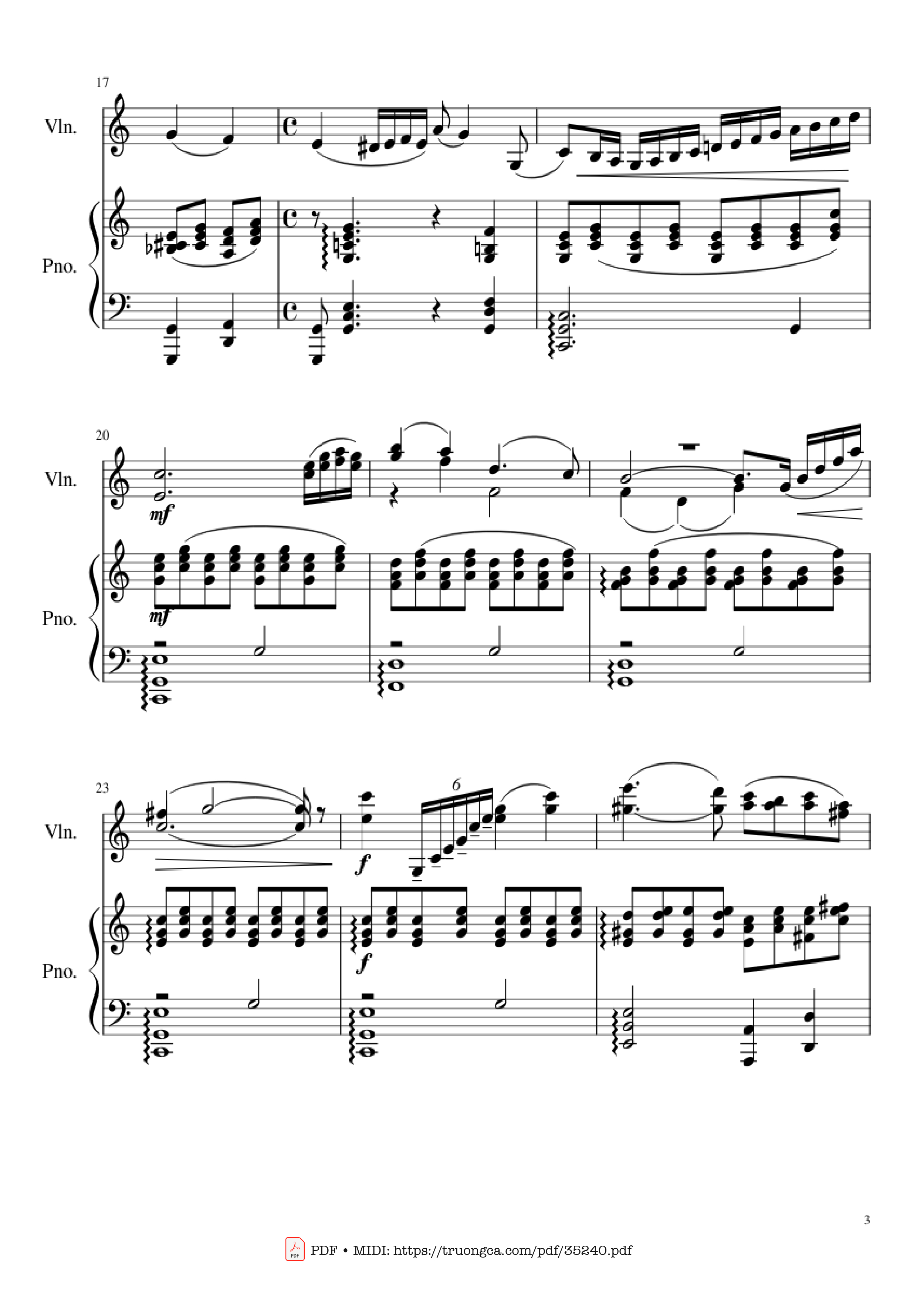 Trang 3 của Sheet nhạc PDF Piano bài hát Shostakovich Romance (From The Gadfly) Piano & Violin - Dmitri Shostakovich