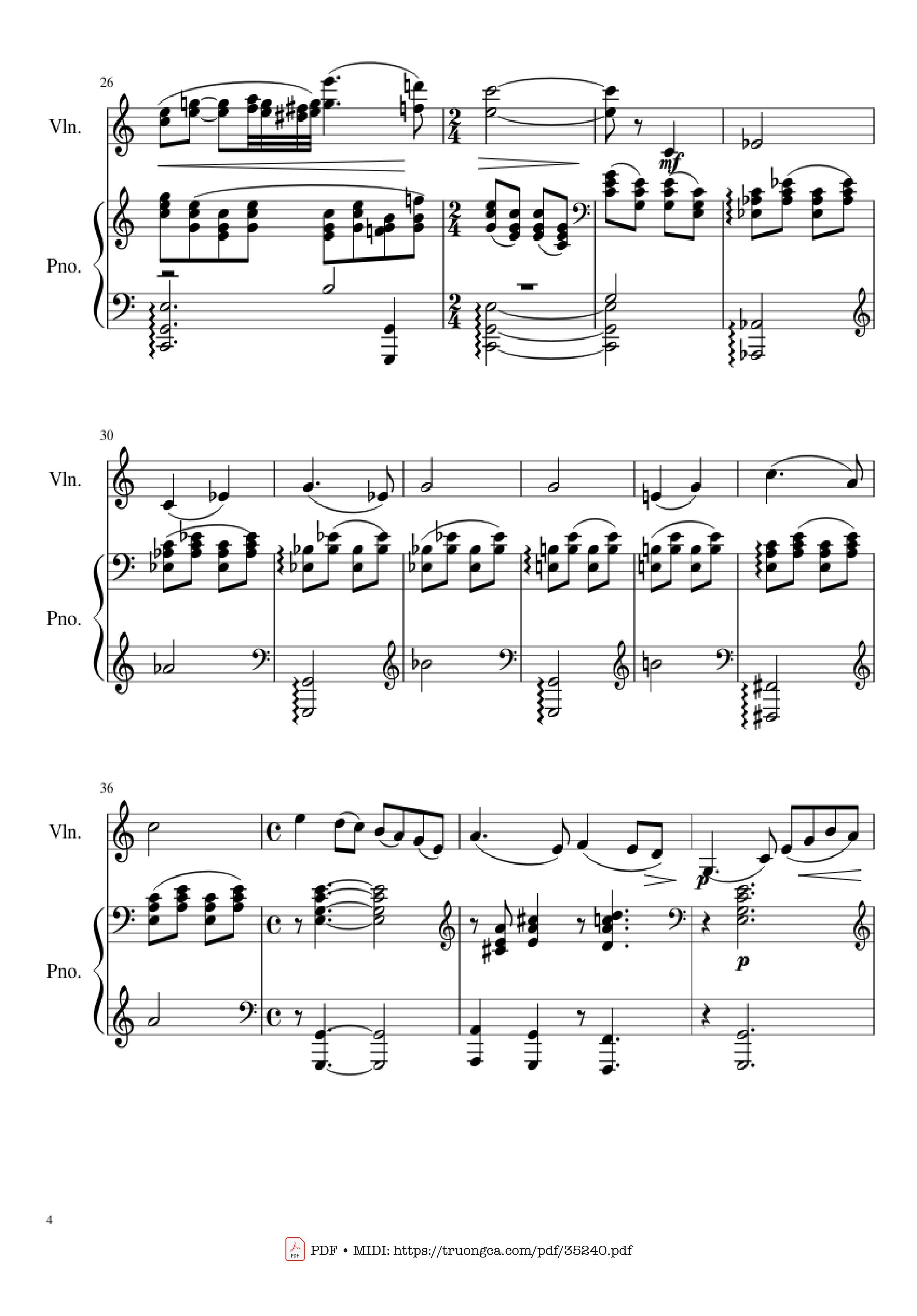 Trang 4 của Sheet nhạc PDF Piano bài hát Shostakovich Romance (From The Gadfly) Piano & Violin - Dmitri Shostakovich