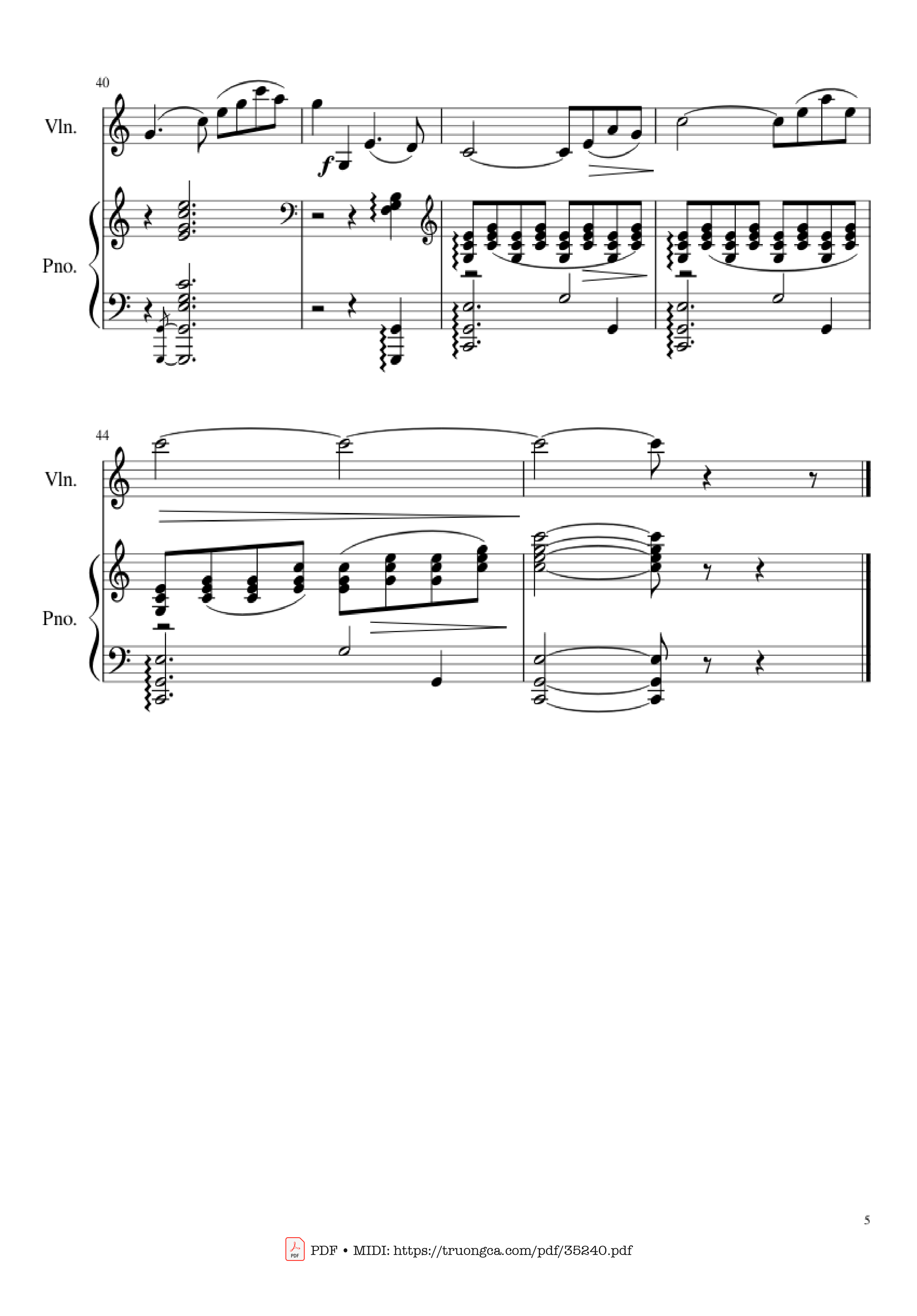 Trang 5 của Sheet nhạc PDF Piano bài hát Shostakovich Romance (From The Gadfly) Piano & Violin - Dmitri Shostakovich