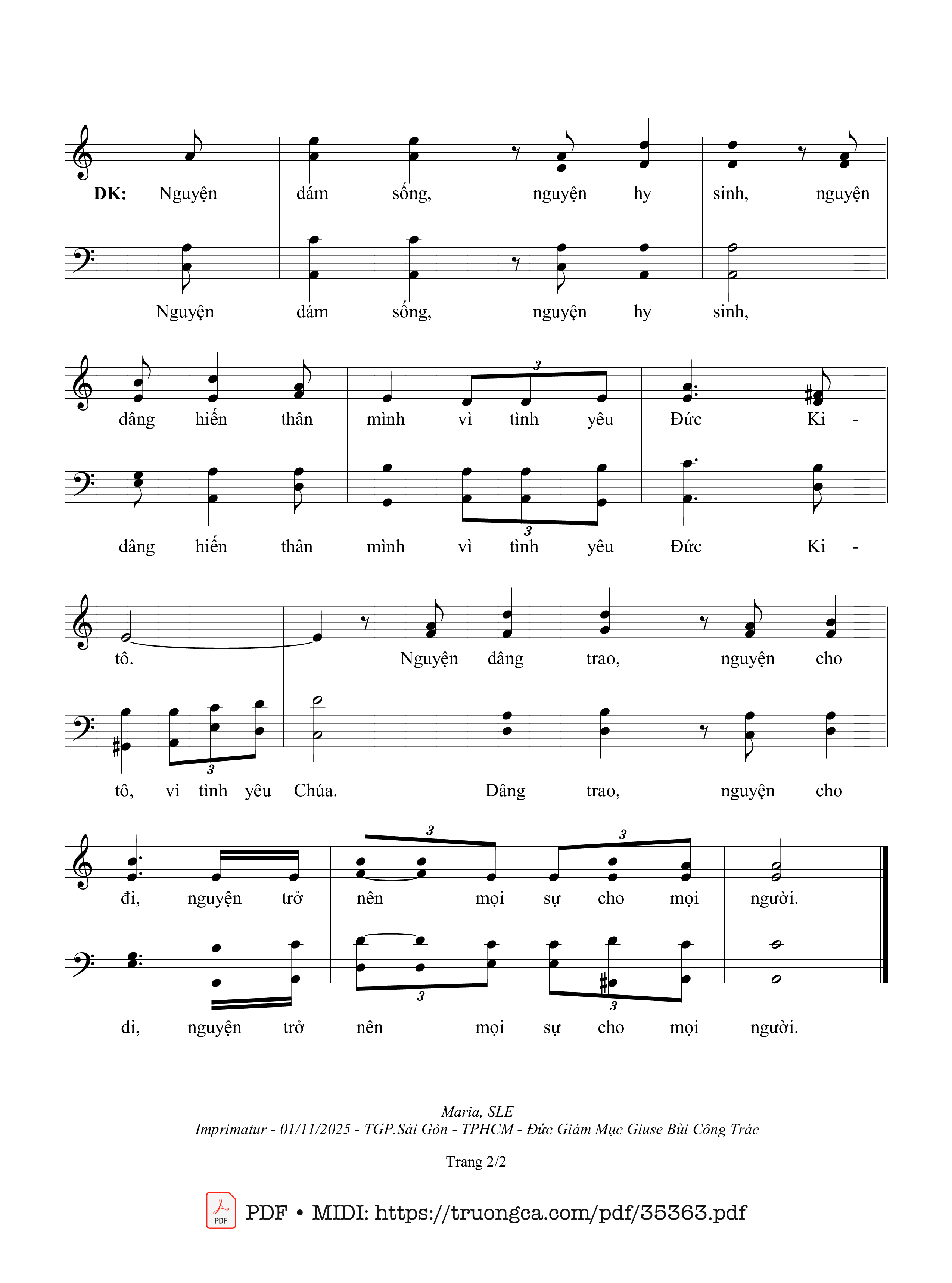 Trang 2 của Sheet nhạc PDF bài hát Phục Vụ Đường Theo Chúa - Sr. Maria, Sle