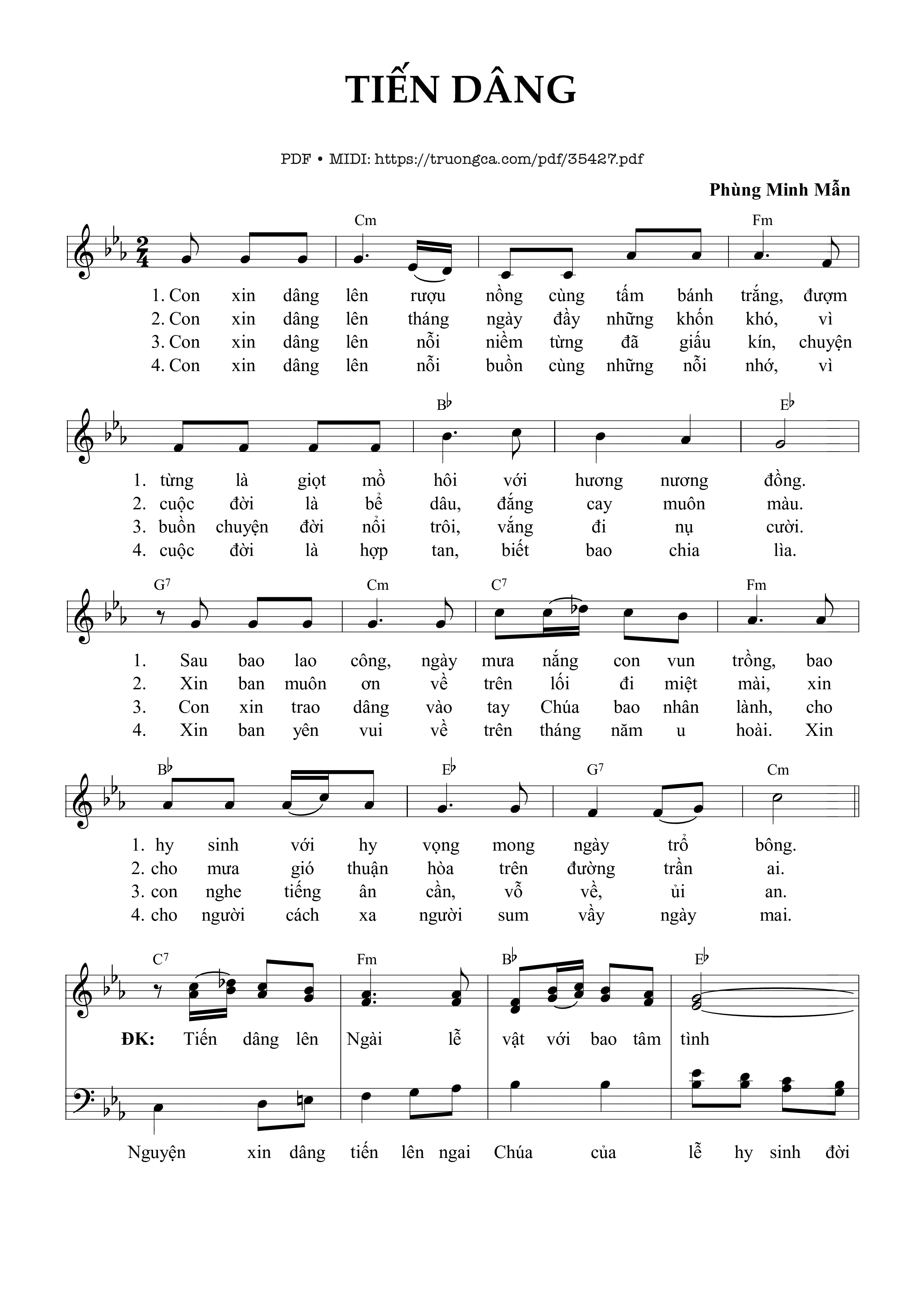 Trang 1 của Sheet nhạc PDF bài hát Tiến Dâng - Phùng Minh Mẫn