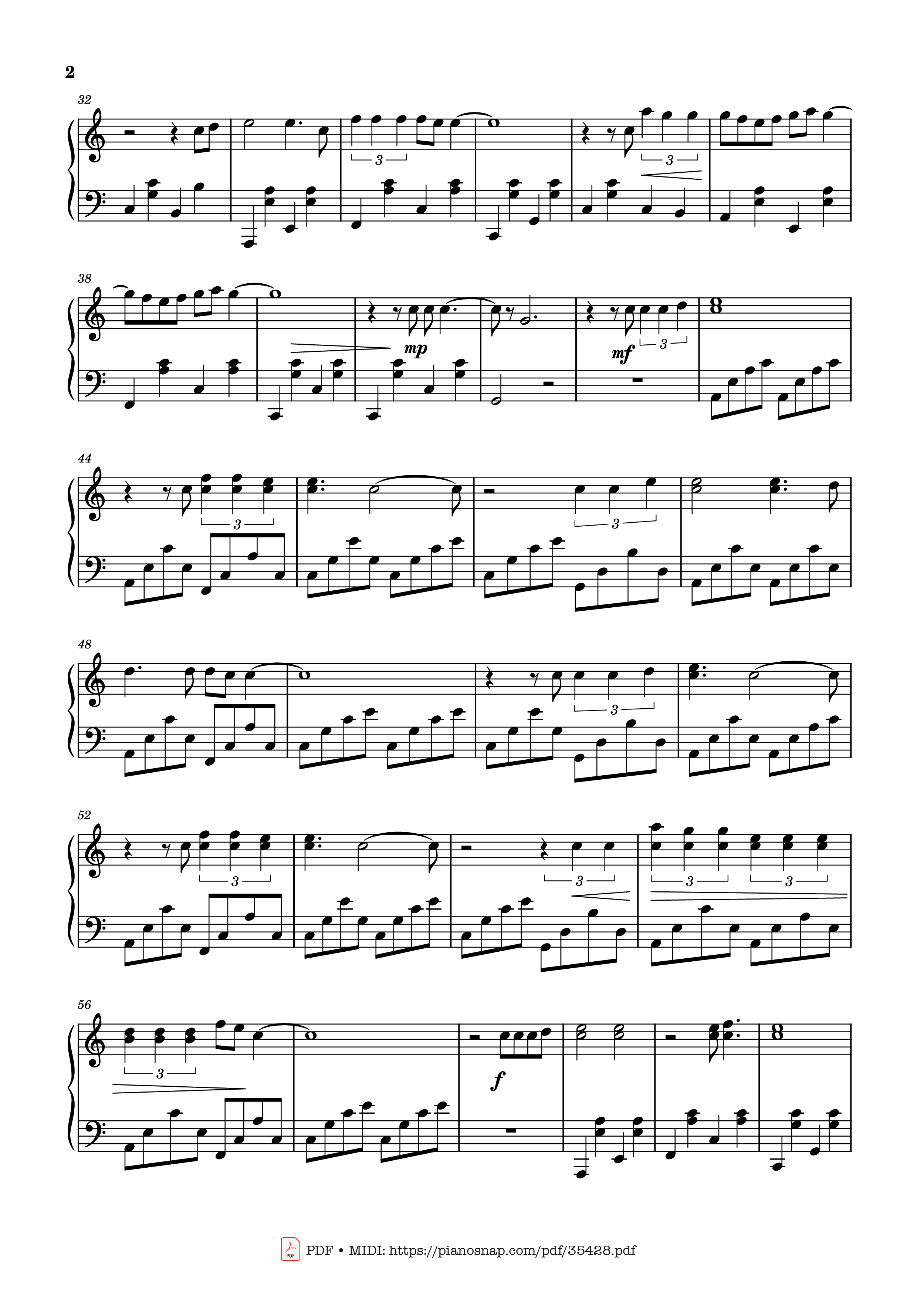 Trang 2 của Sheet nhạc PDF Piano bài hát SNAP Piano - Rosa Linn