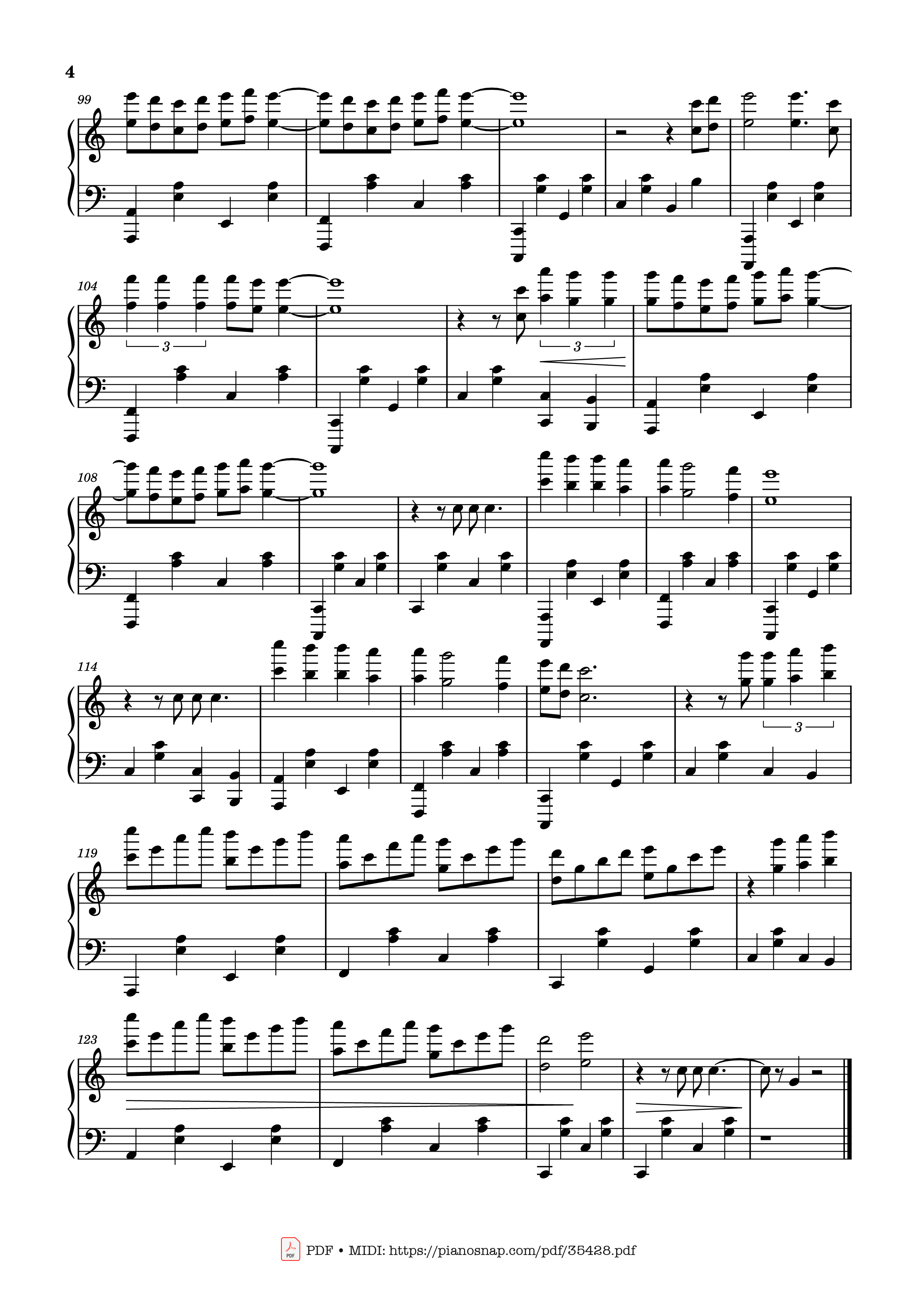 Trang 4 của Sheet nhạc PDF Piano bài hát SNAP Piano - Rosa Linn