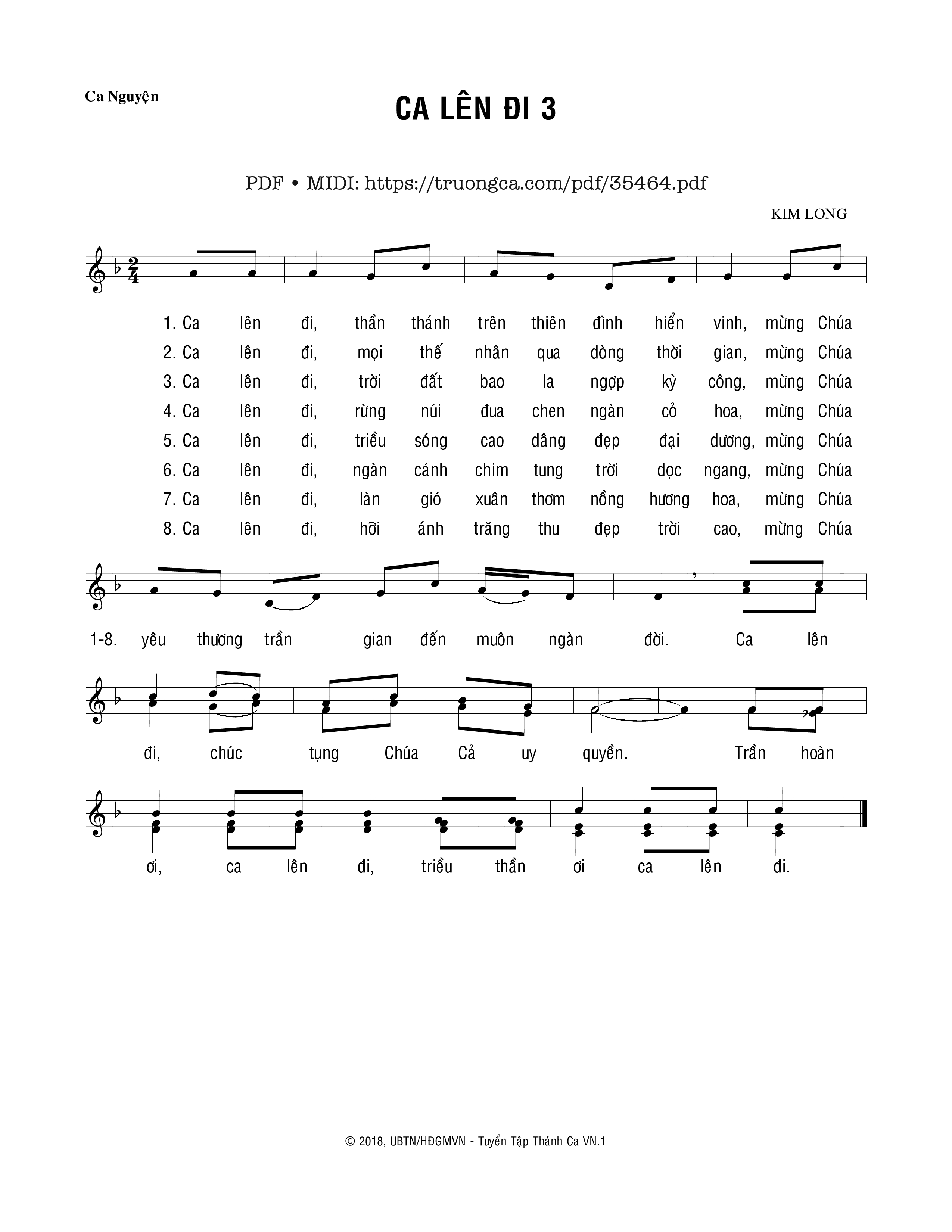 Trang 1 của Sheet nhạc PDF bài hát Ca Lên Đi 3 - Kim Long
