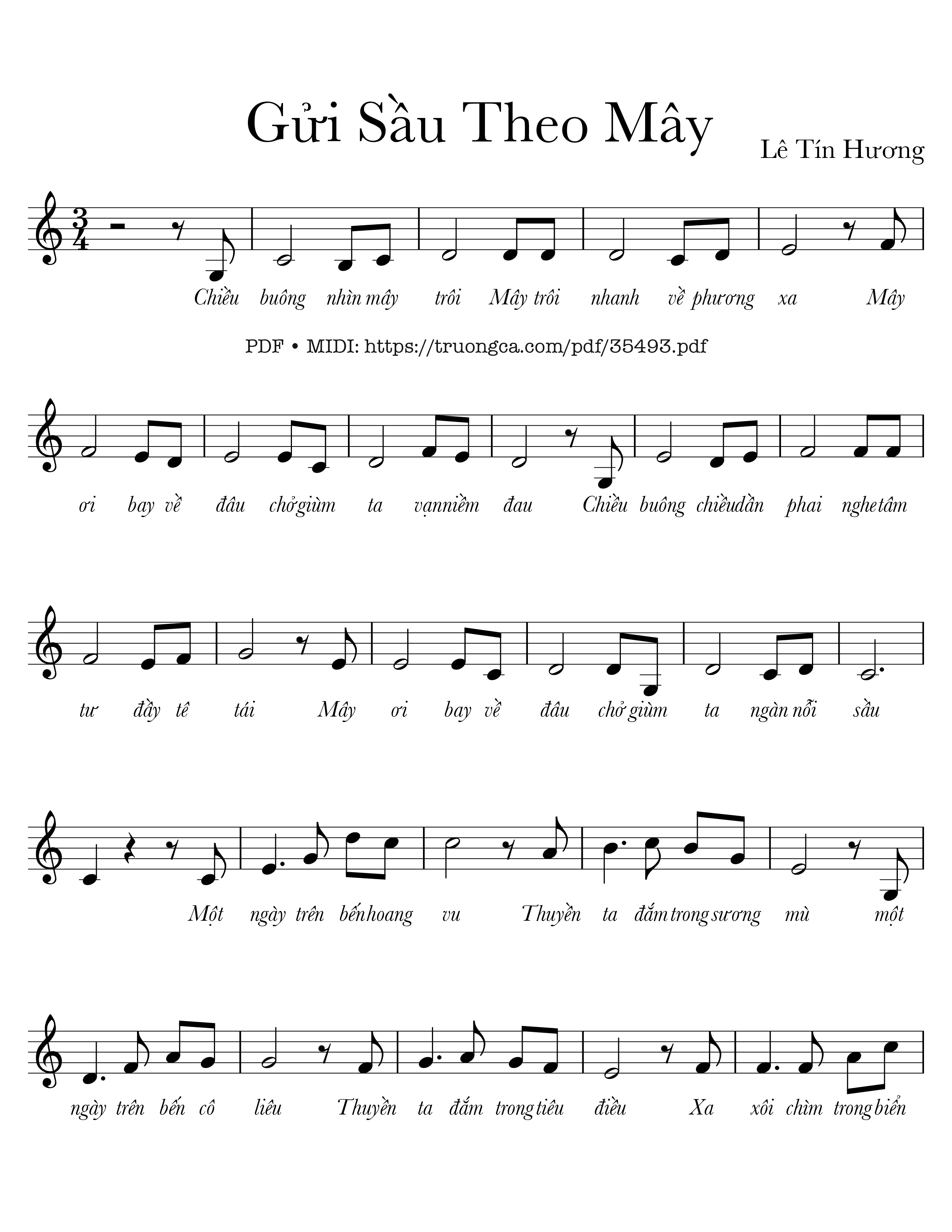 Chiều buông nhìn mây trôi Mây trôi nhanh về phương xa, Trang 1