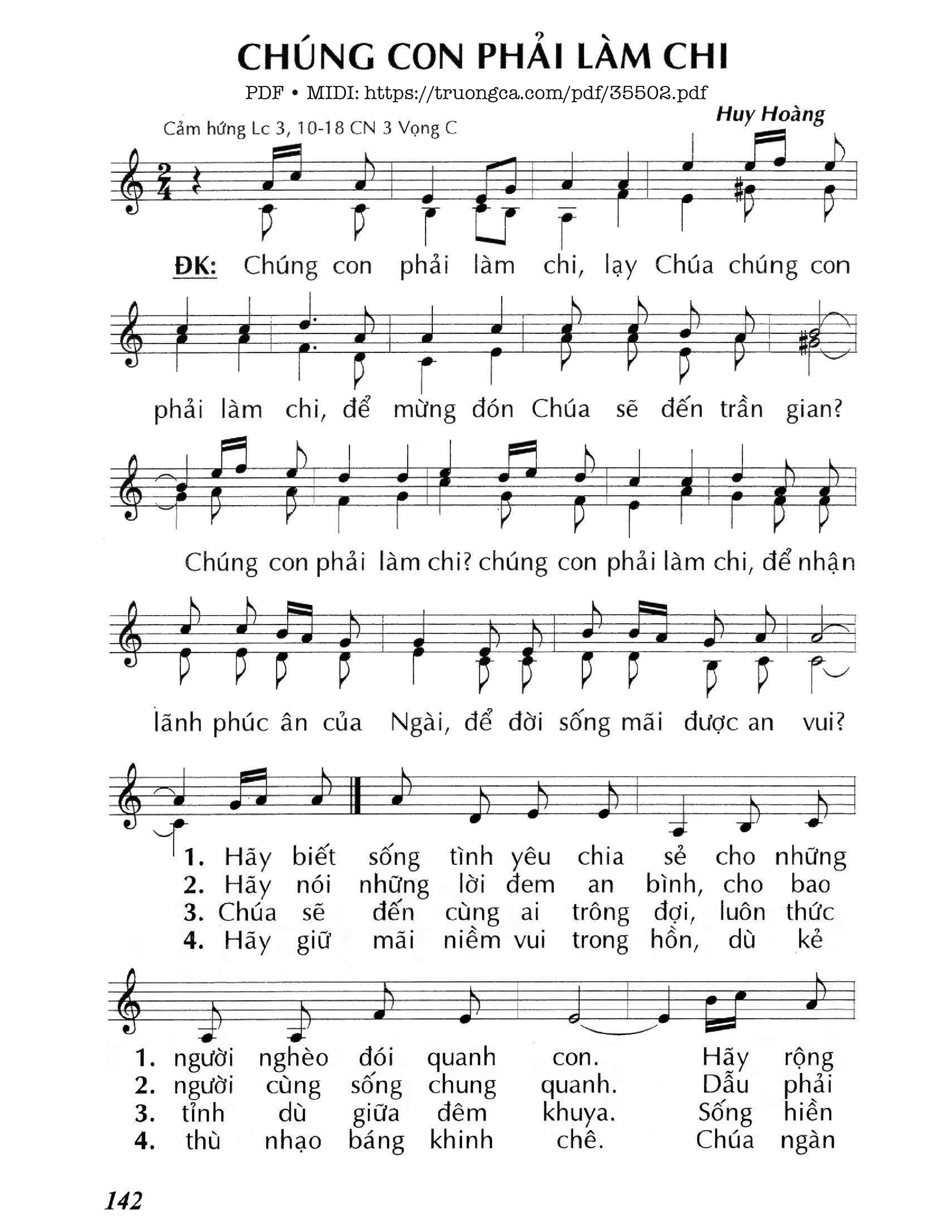 Trang 1 của Sheet nhạc PDF bài hát Chúng Con Phải Làm Chi - Lm - Huy Hoàng