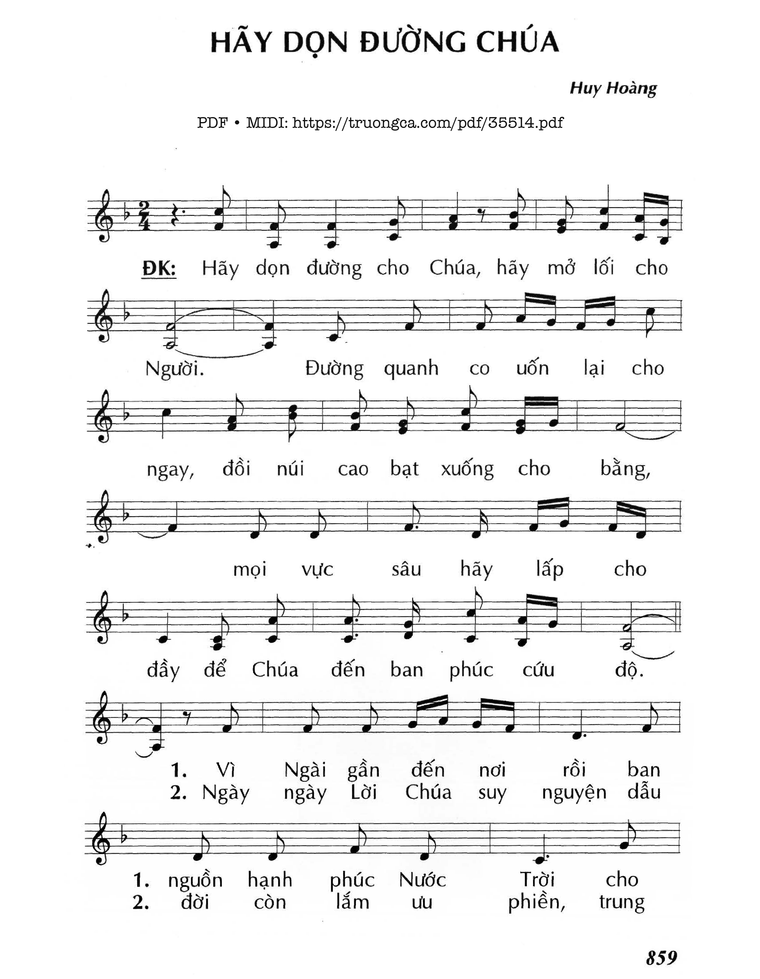 Hãy dọn đường cho Chúa hãy mở lối cho Người, Trang 1