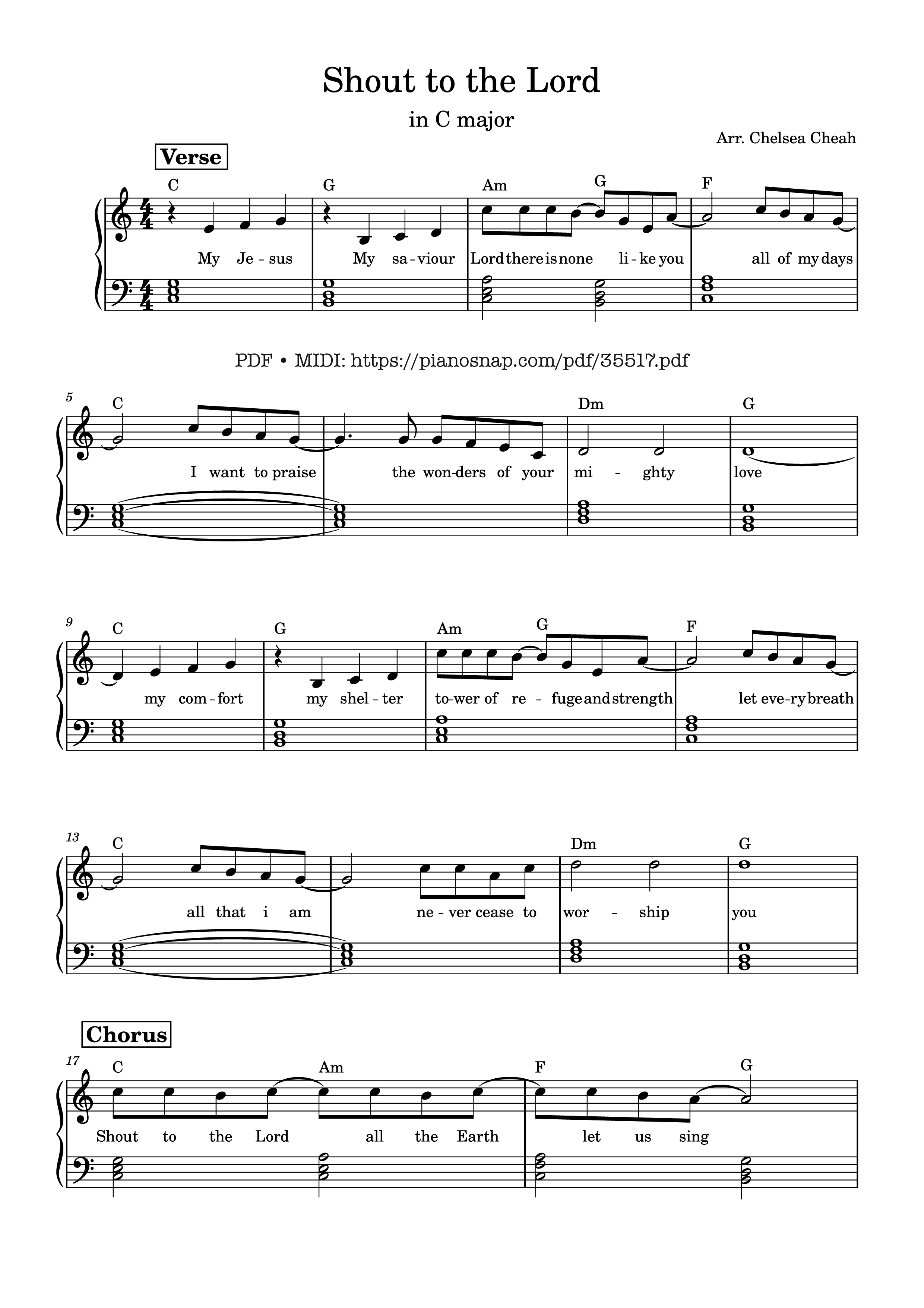 Trang 1 của Sheet nhạc PDF Piano bài hát Shout to the Lord Piano EASY - Darlene Zschech