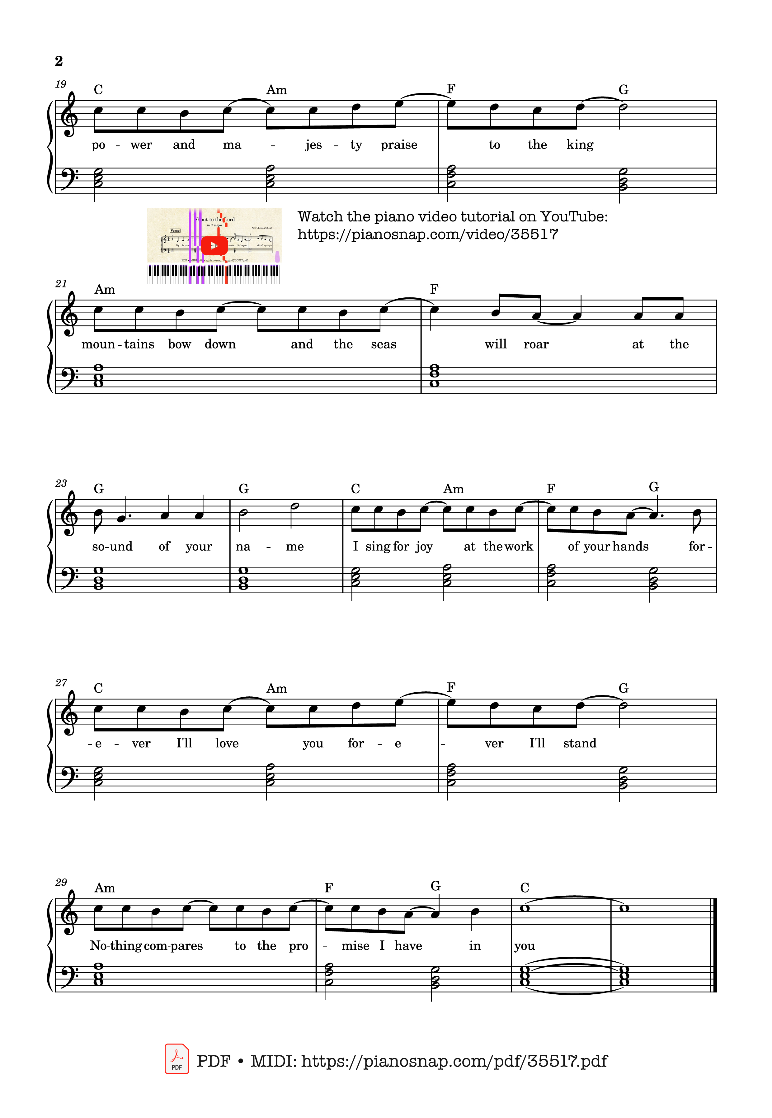 Trang 2 của Sheet nhạc PDF Piano bài hát Shout to the Lord Piano EASY - Darlene Zschech