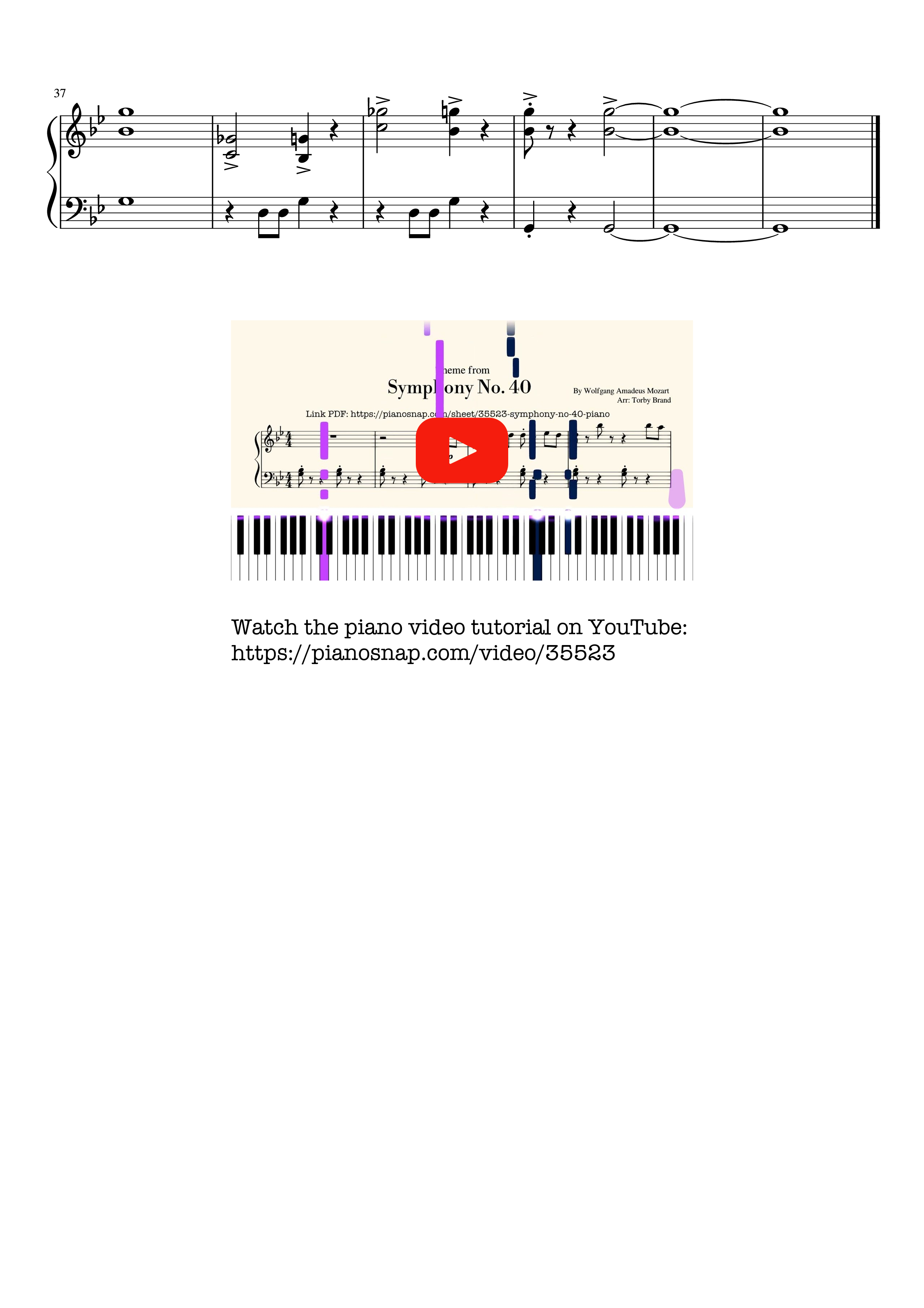 Trang 3 của Sheet nhạc PDF Piano bài hát Symphony No. 40 Piano EASY - Wolfgang Amadeus Mozart
