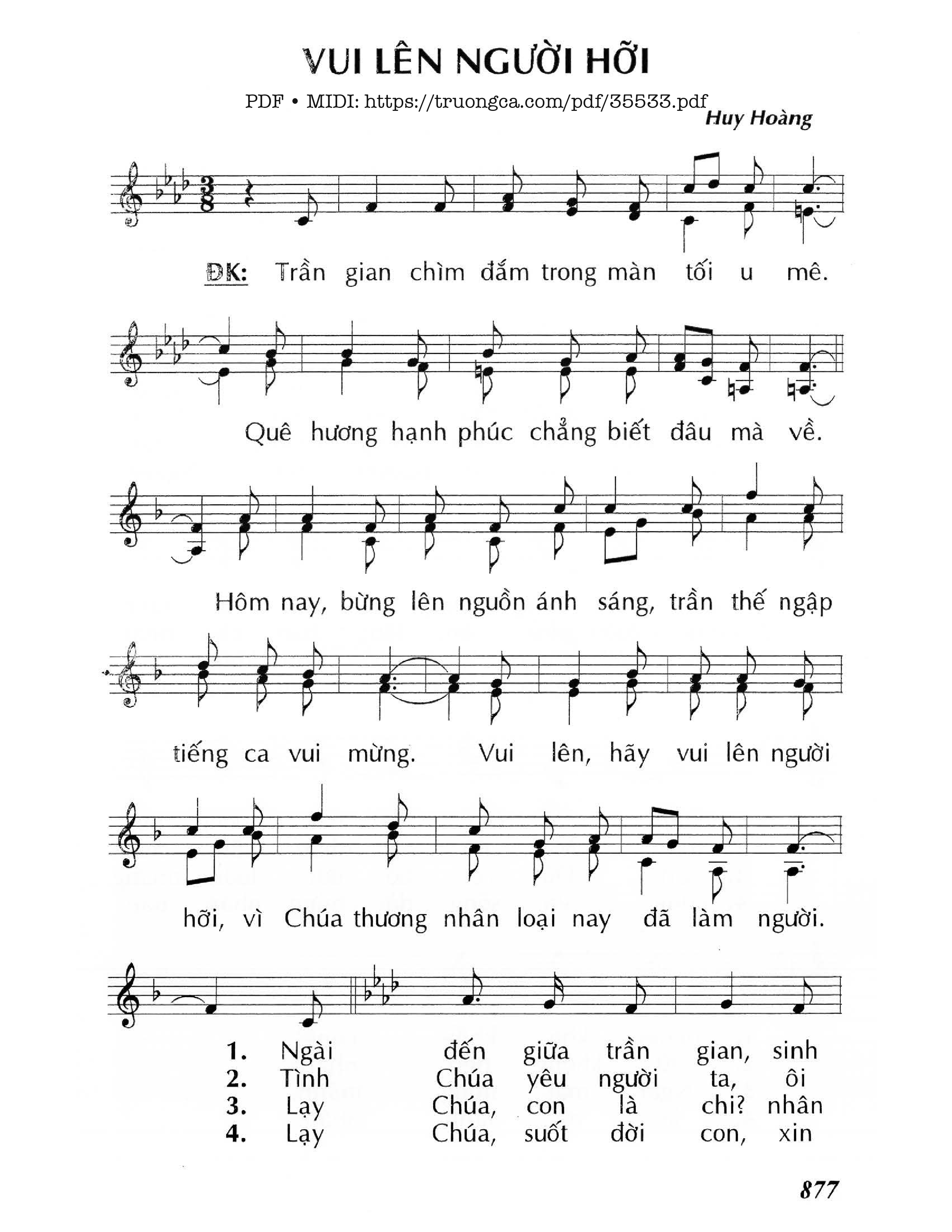 Trang 1 của Sheet nhạc PDF bài hát Vui Lên Người Hỡi - Lm - Huy Hoàng