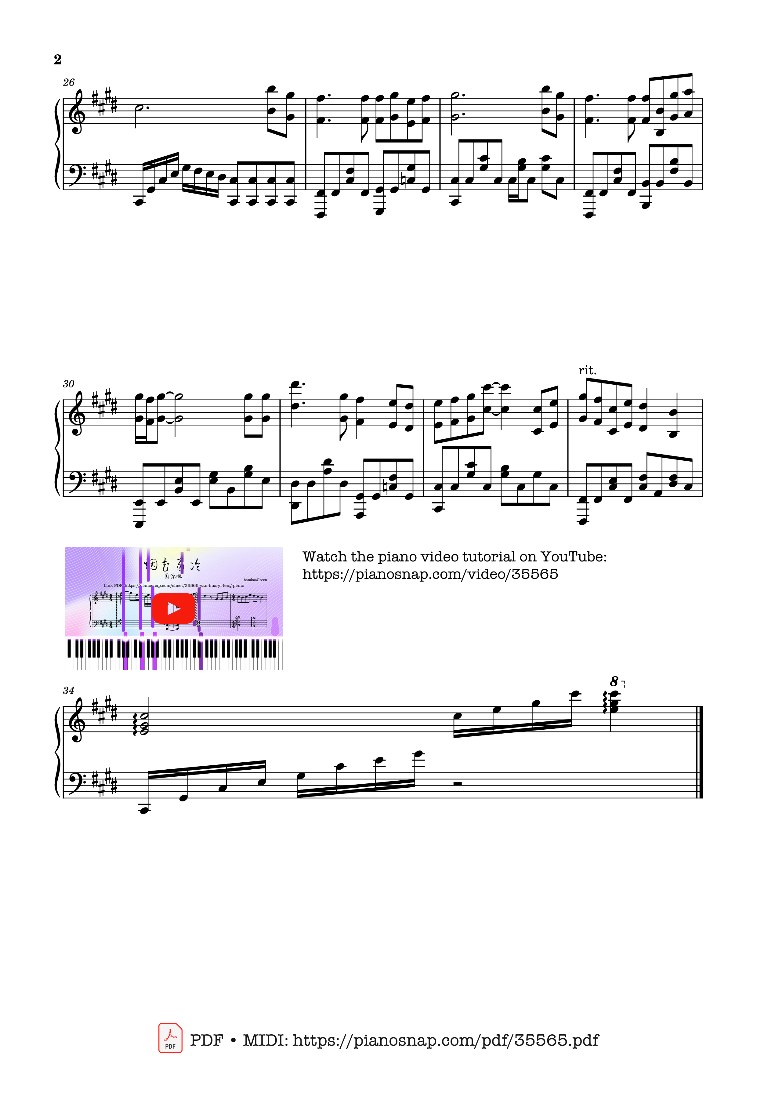 Trang 2 của Sheet nhạc PDF Piano bài hát 烟花易冷 - Fade away - Piano - 周杰伦