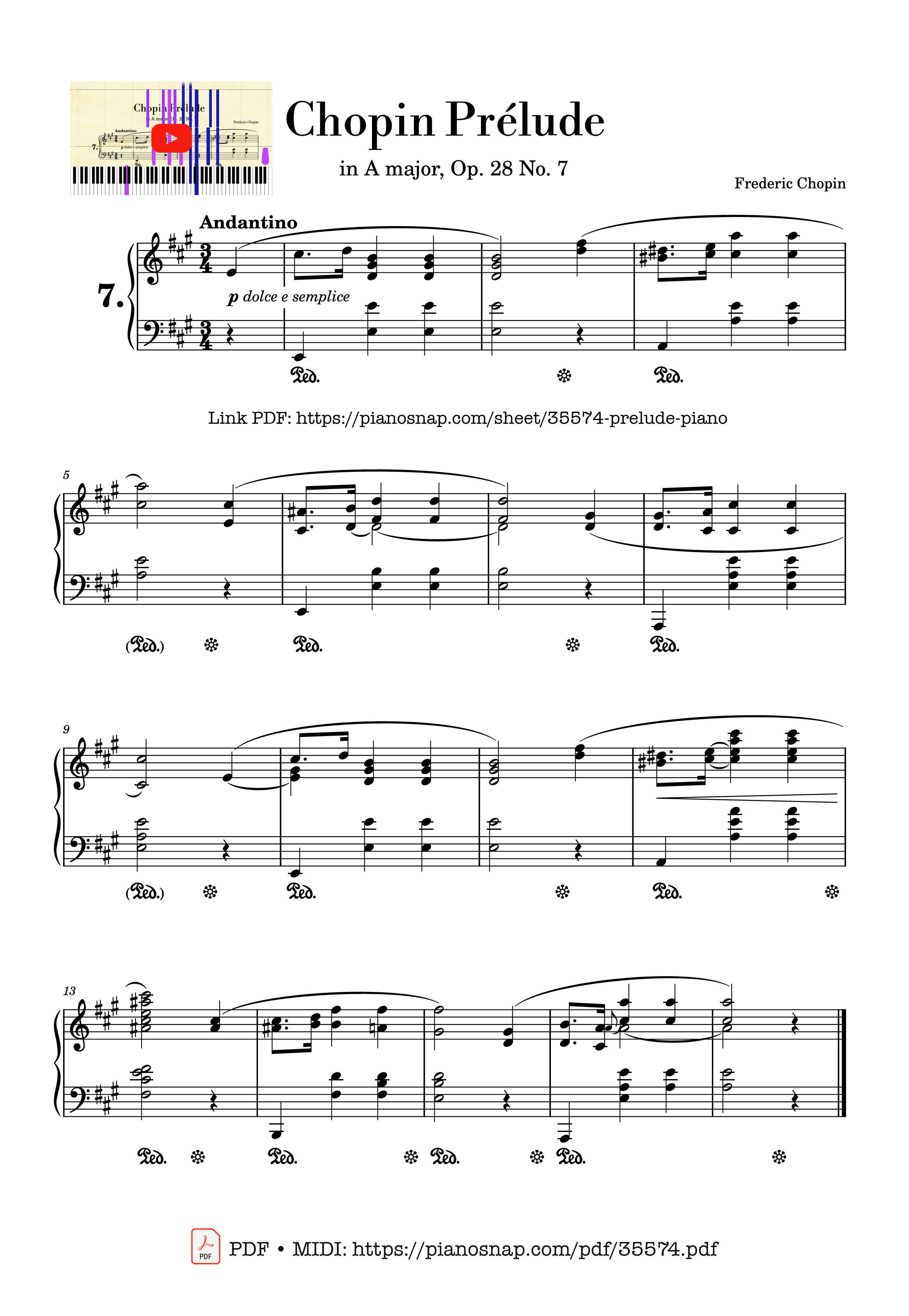 Trang 1 của Sheet nhạc PDF bài hát Chopin Prélude Op. 28 No. 7 in A Major - Frédéric François Chopin
