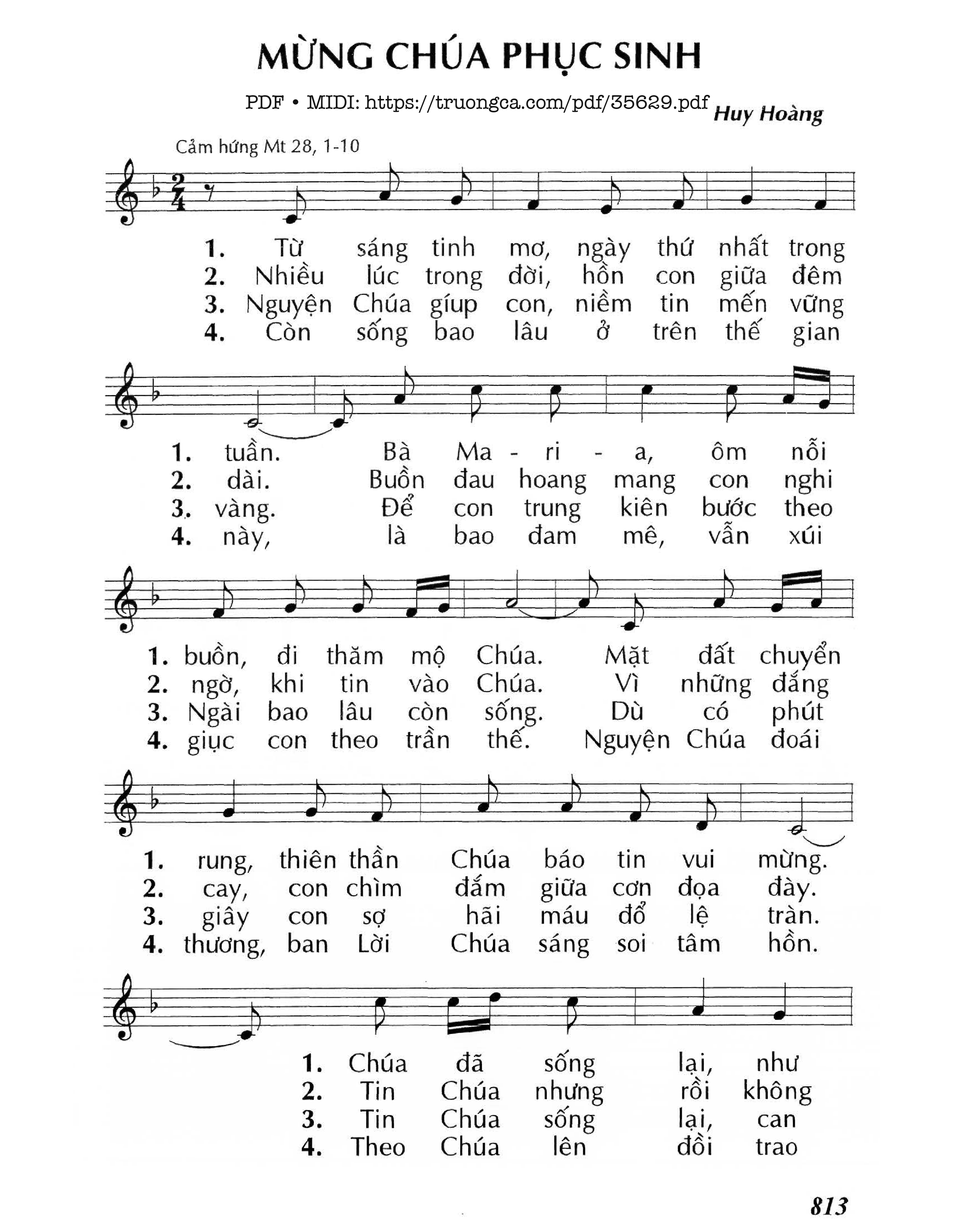 Trang 1 của Sheet nhạc PDF bài hát Mừng Chúa Phục Sinh - Lm - Huy Hoàng