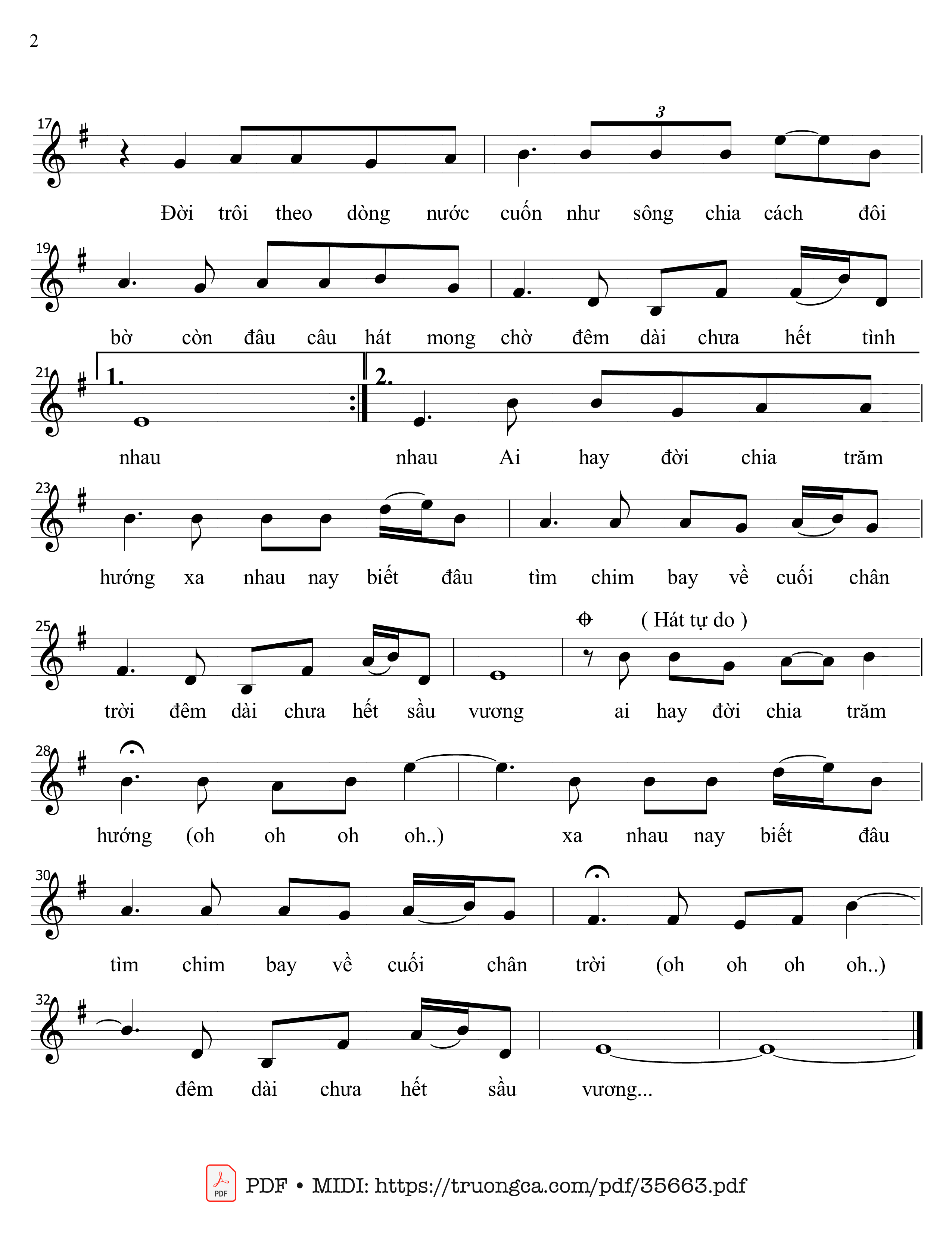 Trang 2 của Sheet nhạc PDF bài hát Nhớ tấm lụa đào - Nguyễn Hoàng Đô