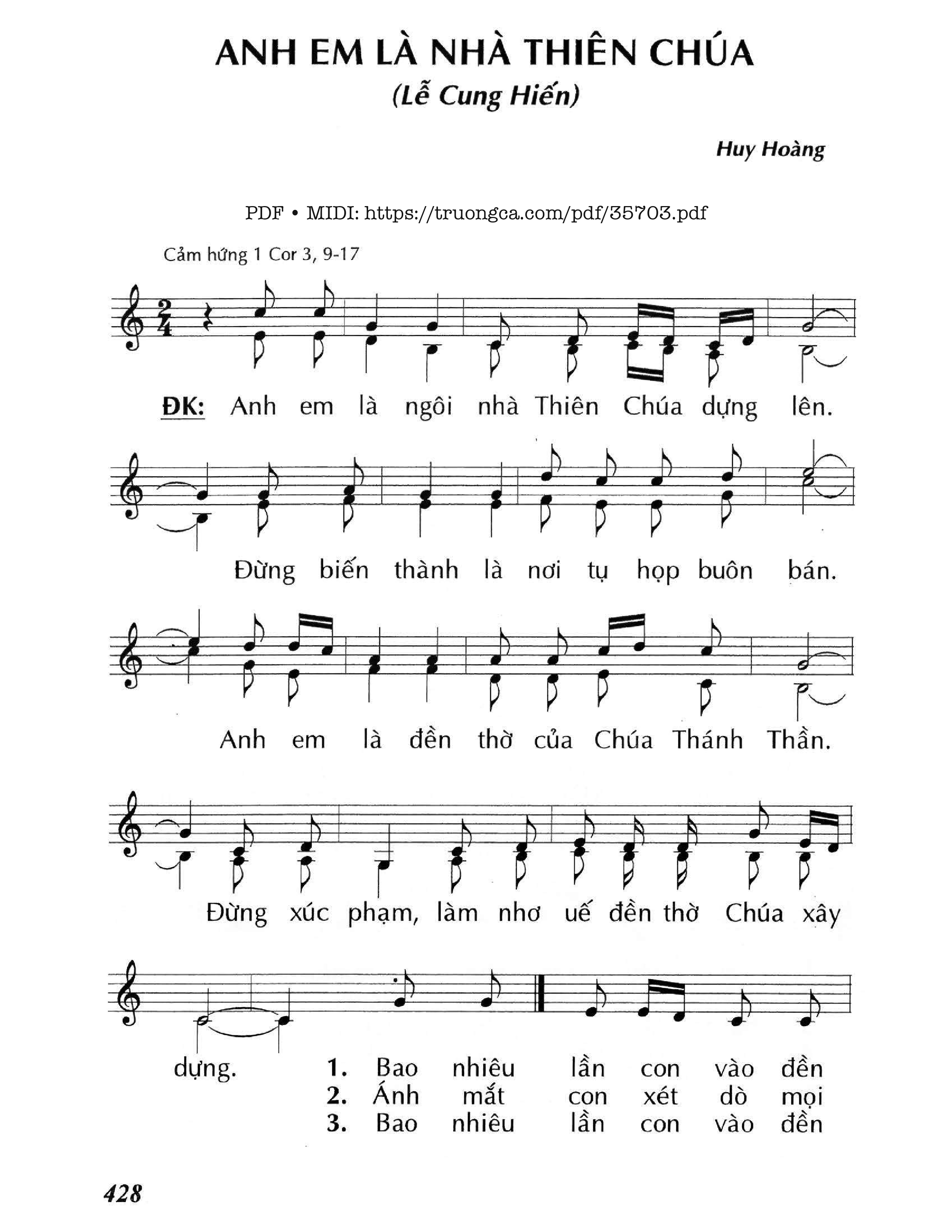 Trang 1 của Sheet nhạc PDF bài hát Anh Em Là Nhà Thiên Chúa - Huy Hoàng