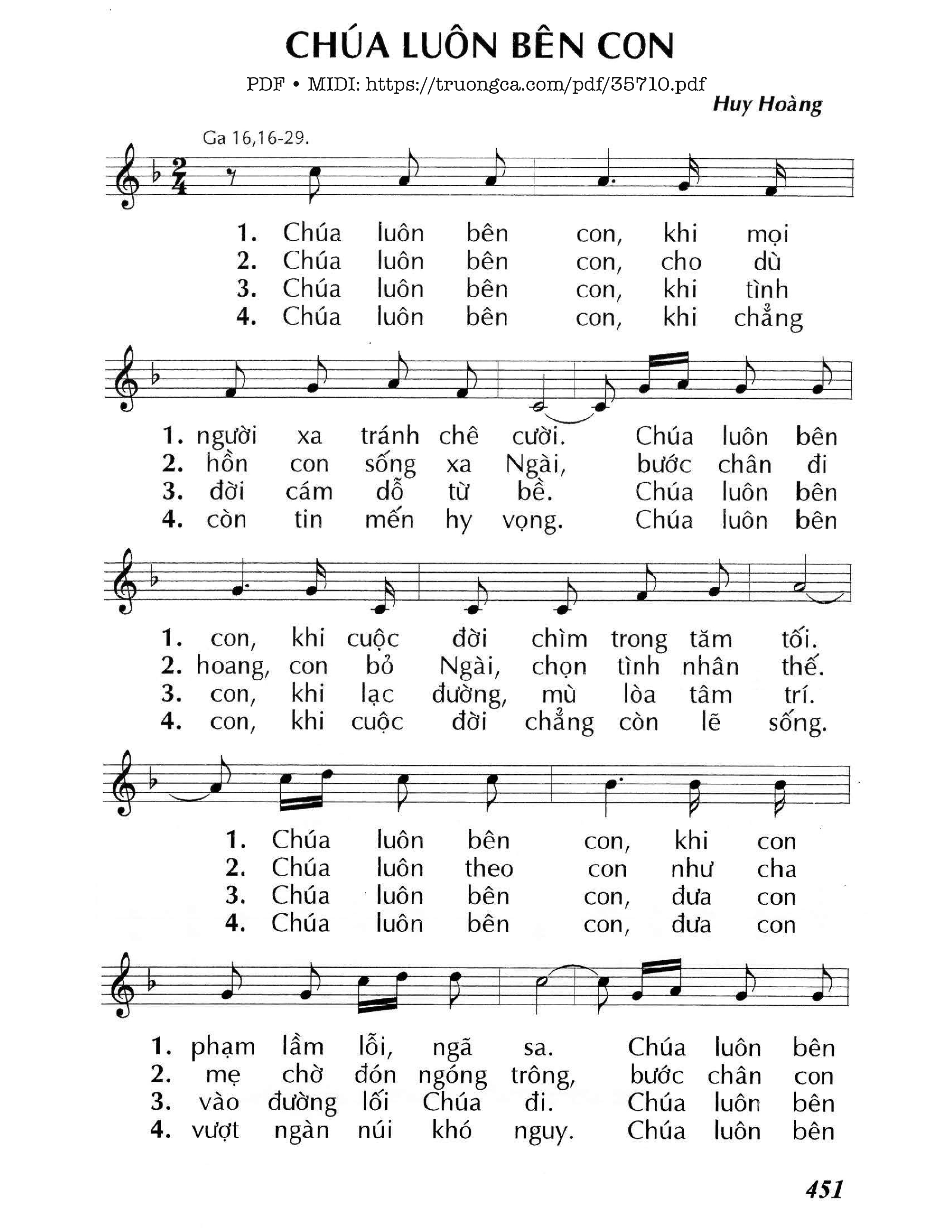 Trang 1 của Sheet nhạc PDF bài hát Chúa Luôn Bên Con - Huy Hoàng