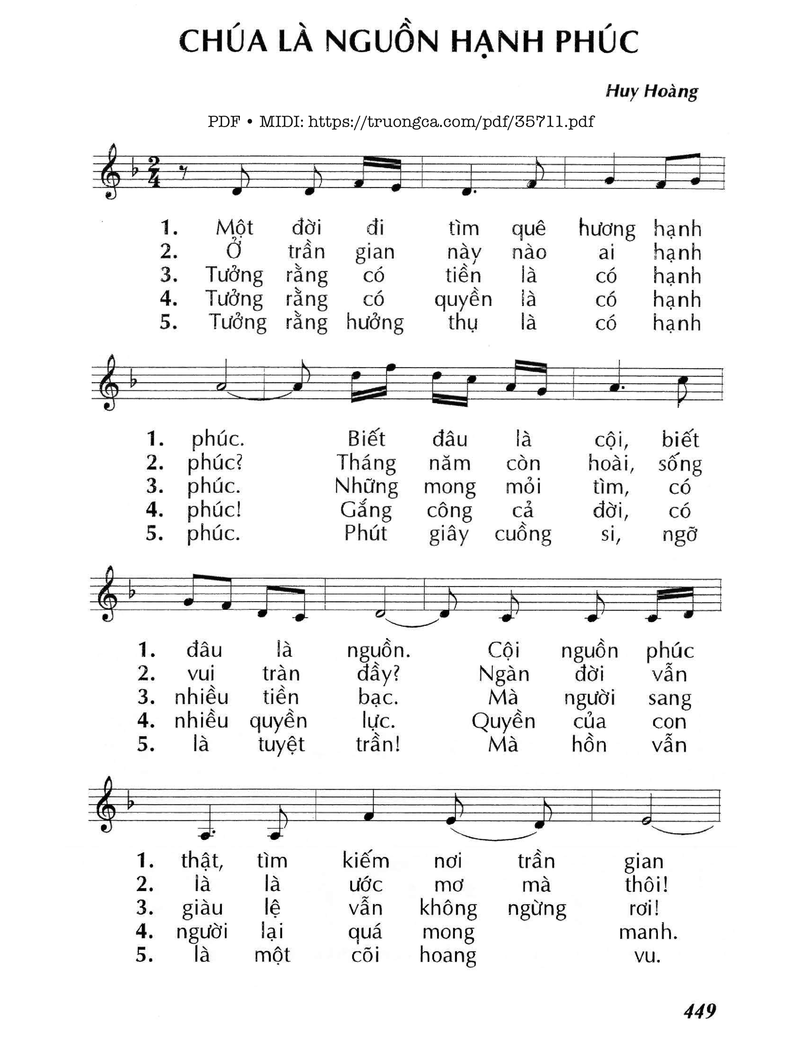 Trang 1 của Sheet nhạc PDF bài hát Chúa Là Nguồn Hạnh Phúc - Huy Hoàng