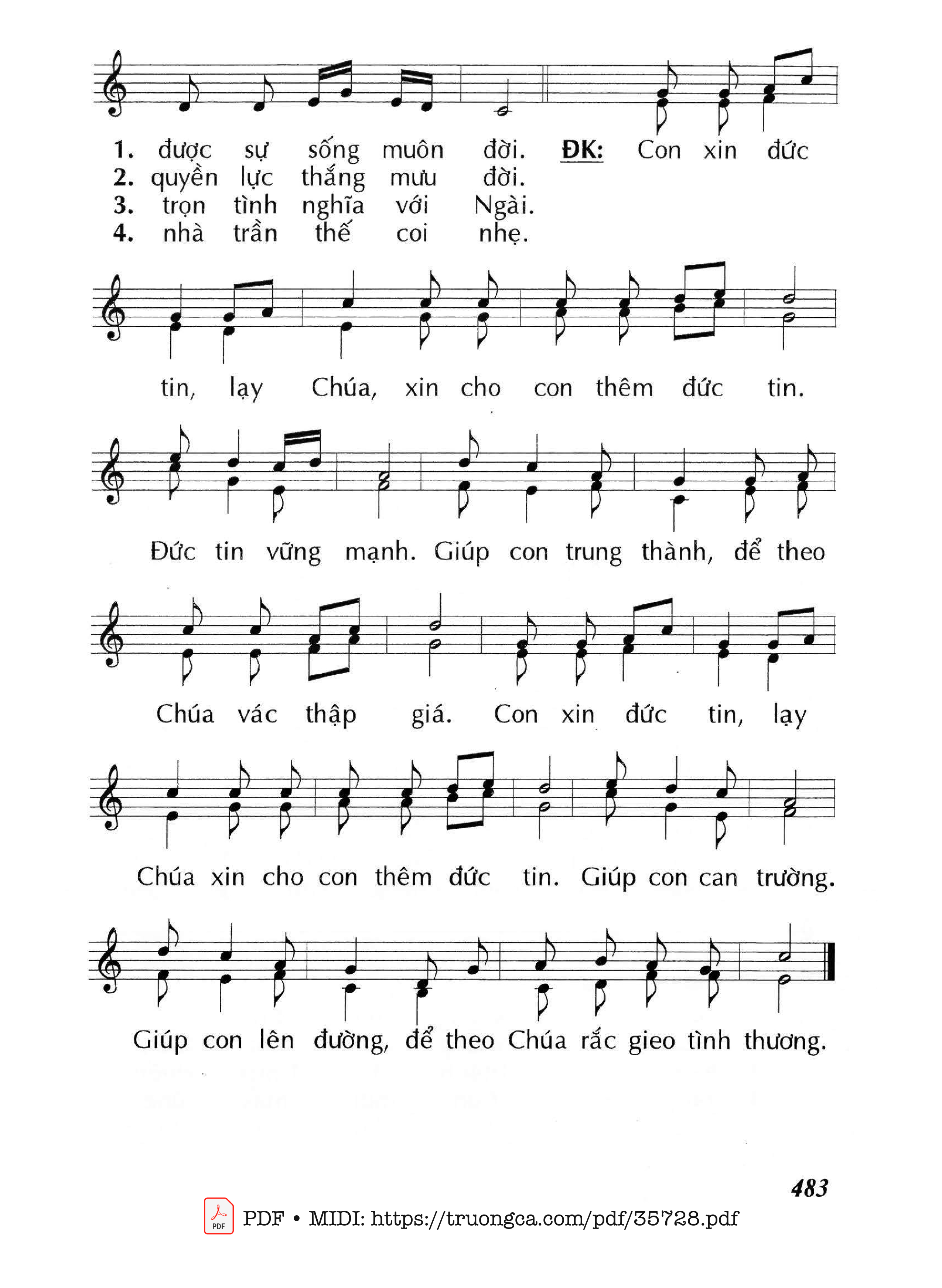 Trang 2 của Sheet nhạc PDF bài hát Con Xin Đức Tin - Huy Hoàng