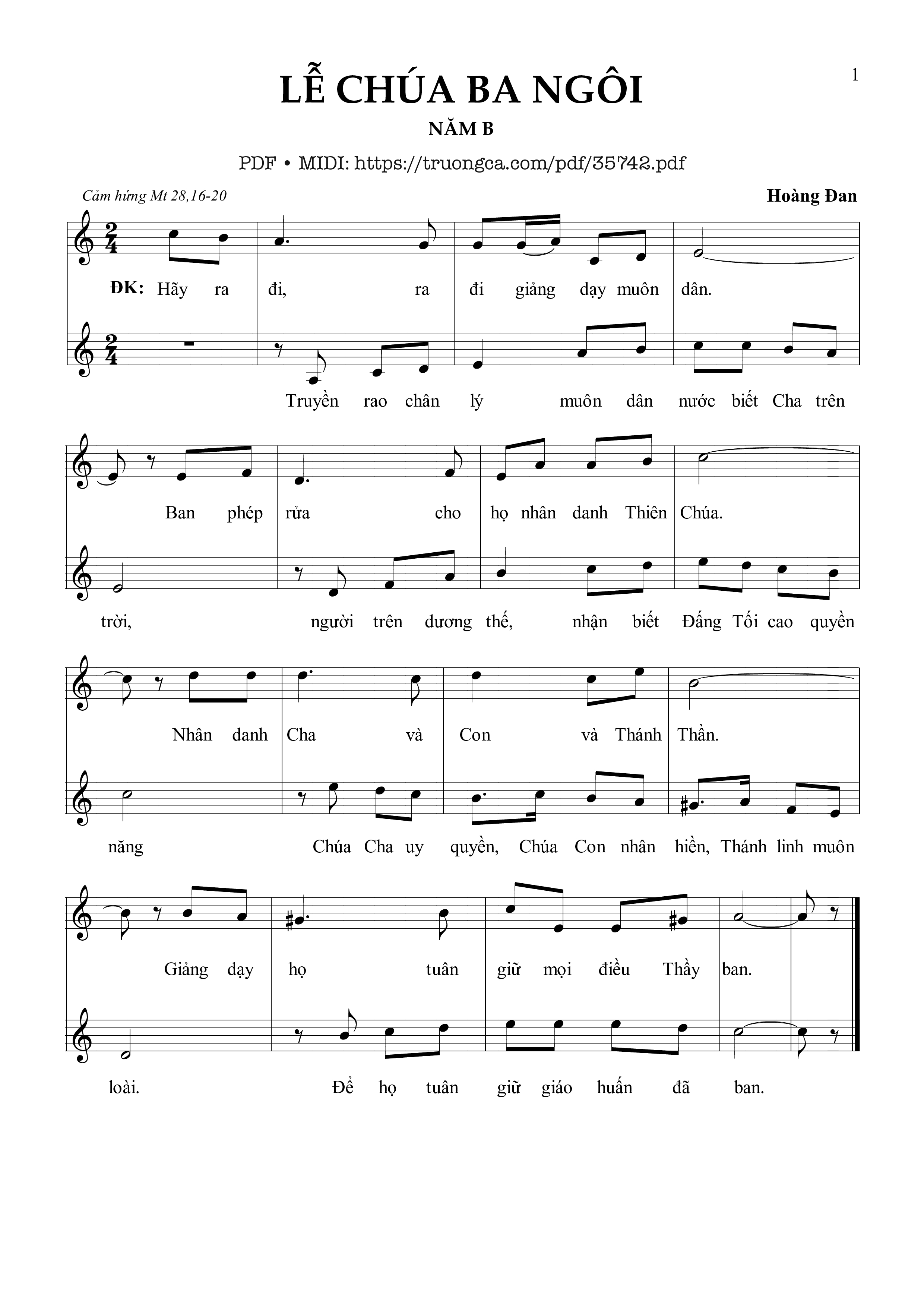 Sheet nhạc Lễ Chúa Ba Ngôi Năm B