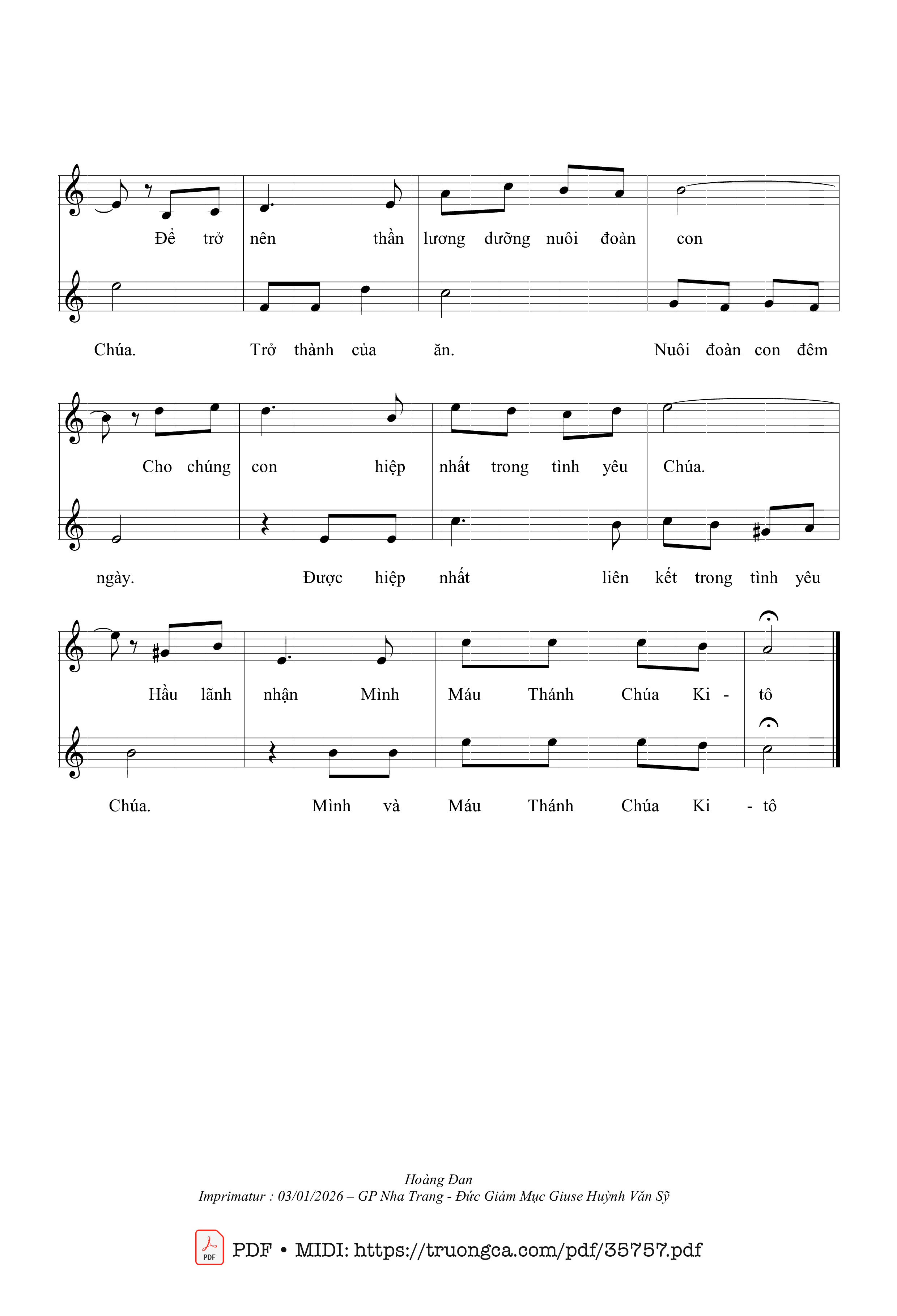 Trang 2 của Sheet nhạc PDF bài hát Dâng Tiến Chúa - Hoàng Đan