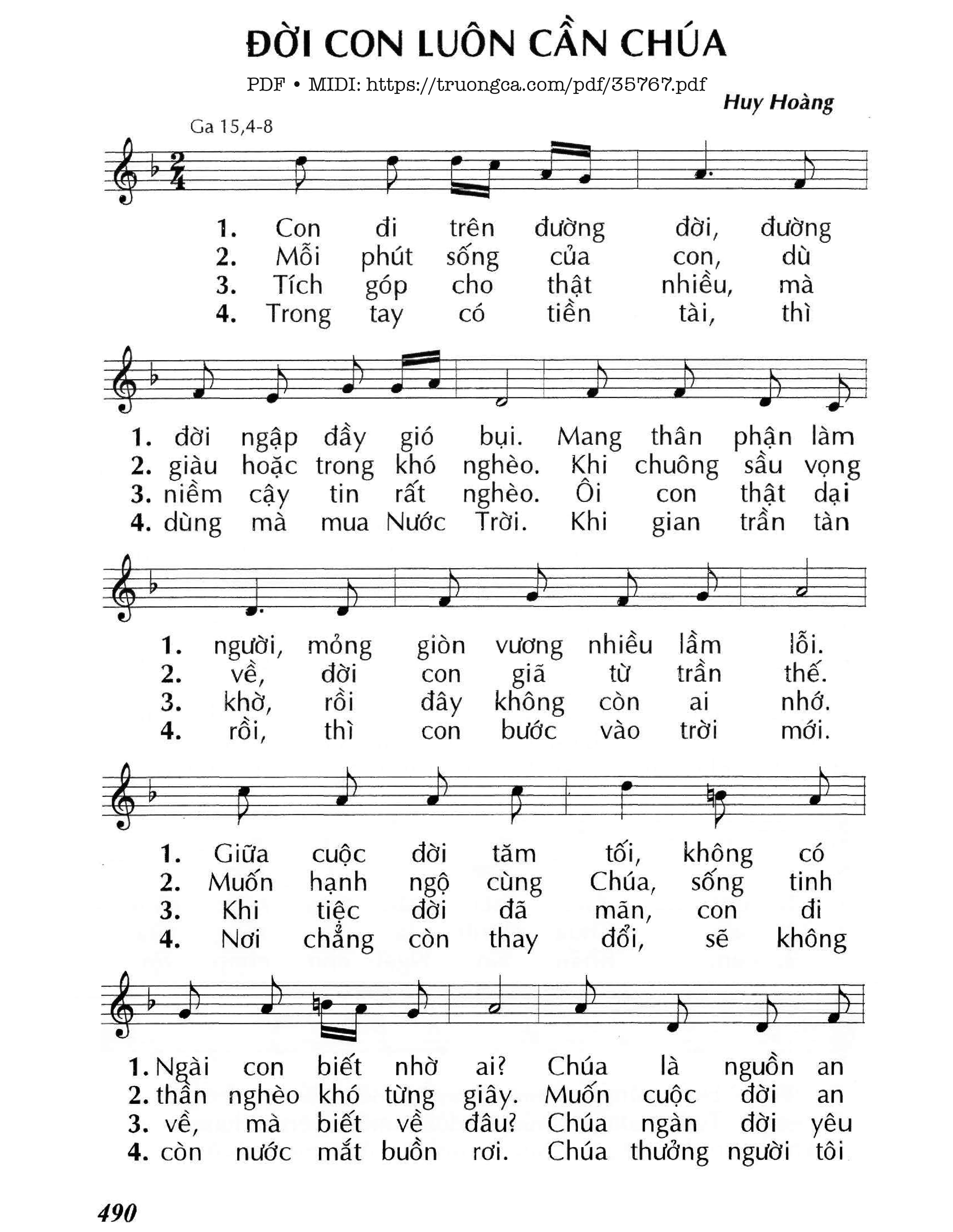 Sheet nhạc Đời Con Luôn Cần Chúa