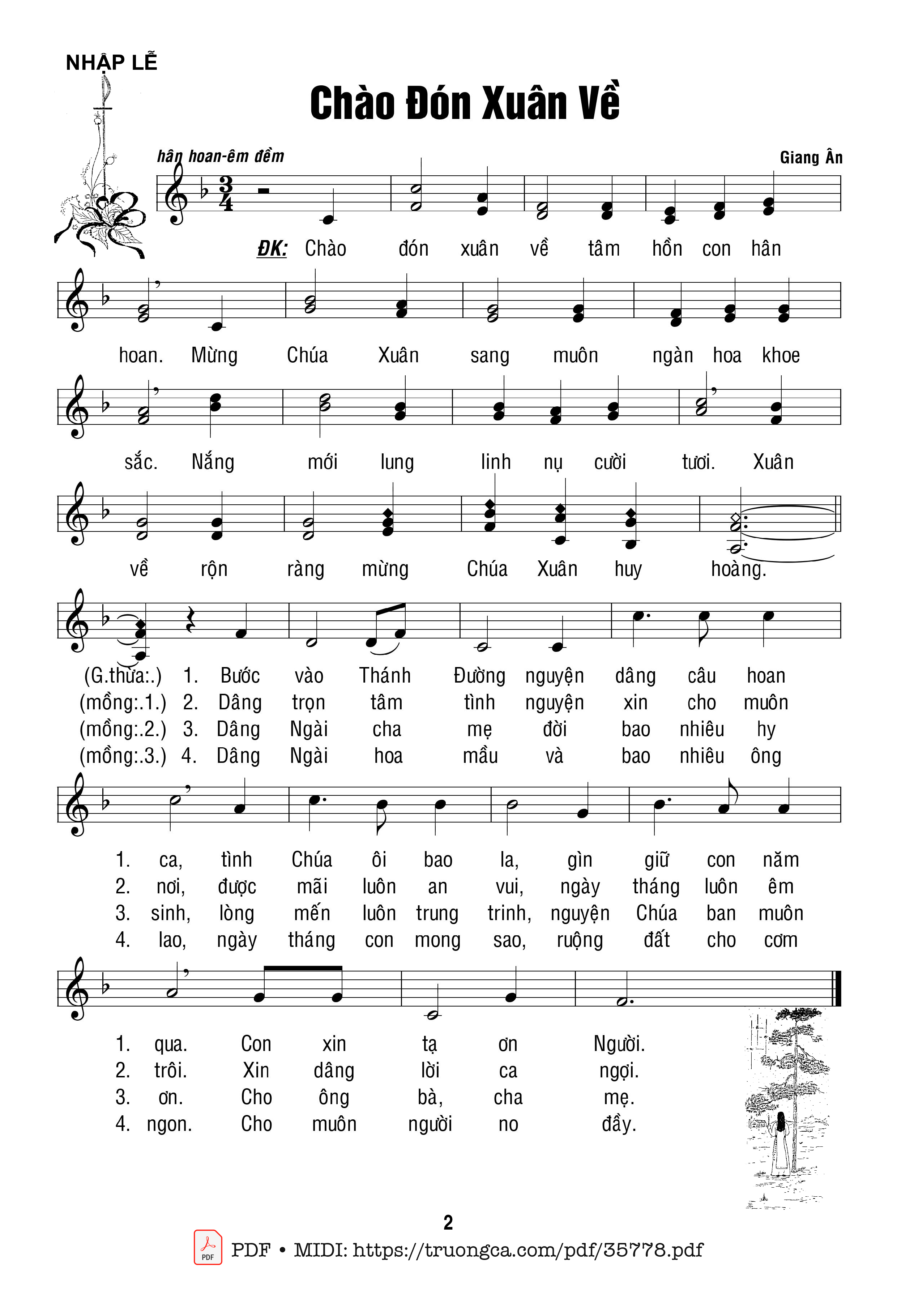 Trang 1 của Sheet nhạc PDF bài hát Chào Đón Xuân Về - Giang Ân