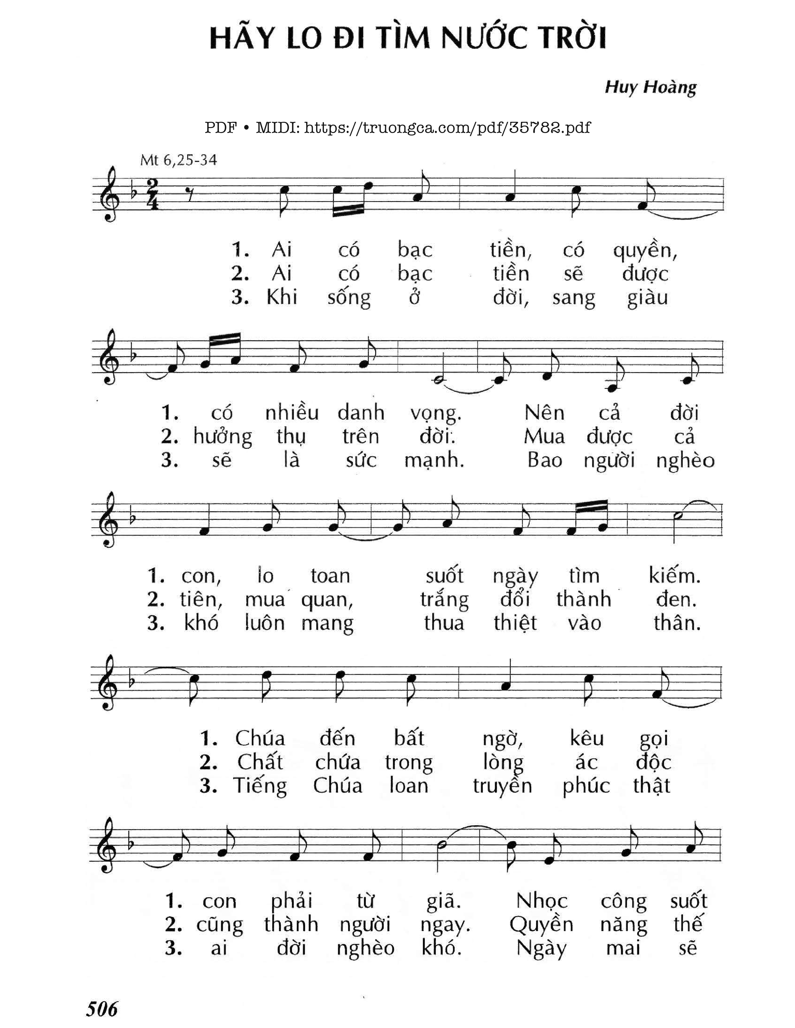 Sheet nhạc Hãy Lo Đi Tìm Nước Trời