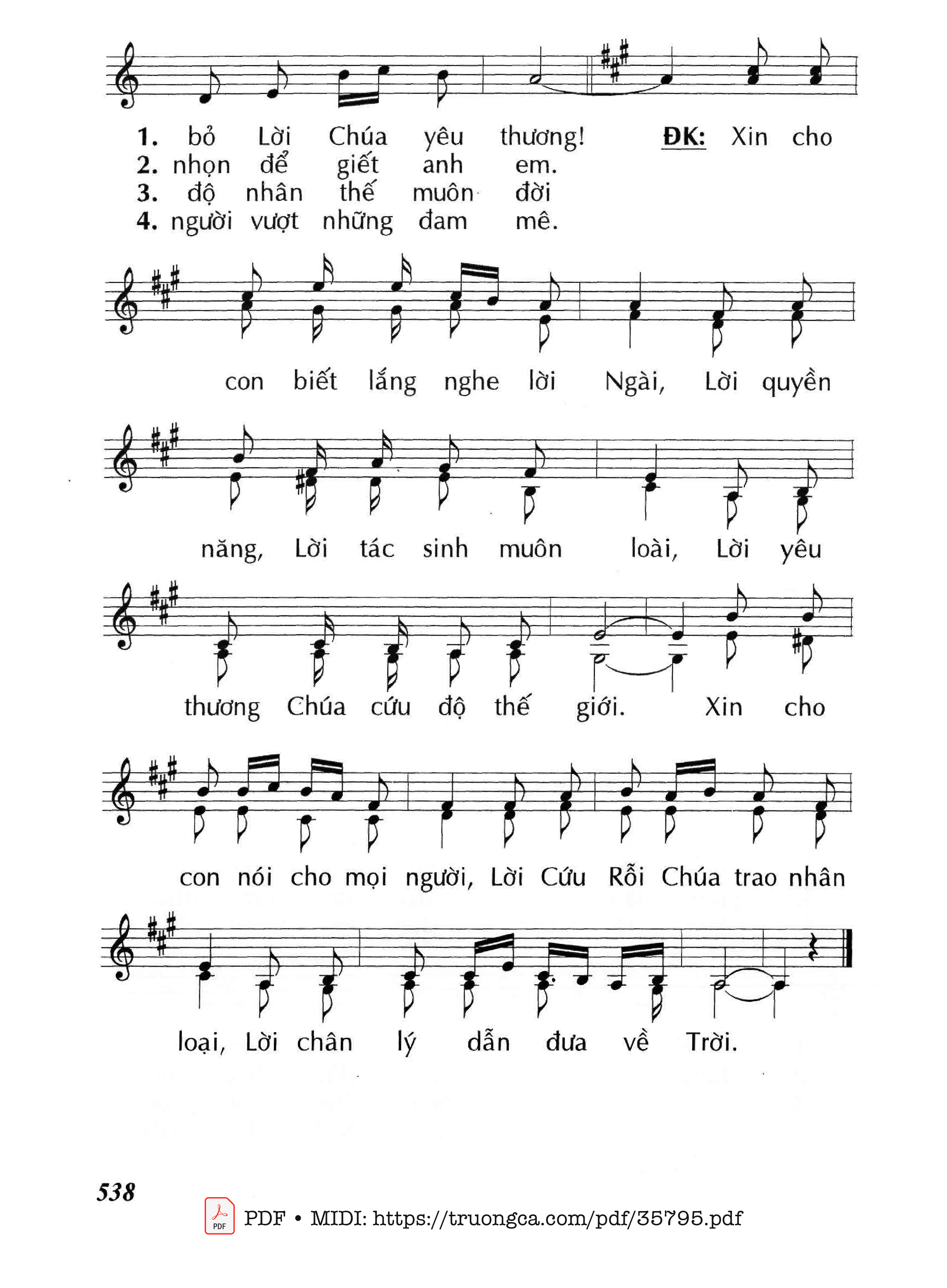 Trang 2 của Sheet nhạc PDF bài hát Lời Chúa Lời Trần Gian - Huy Hoàng