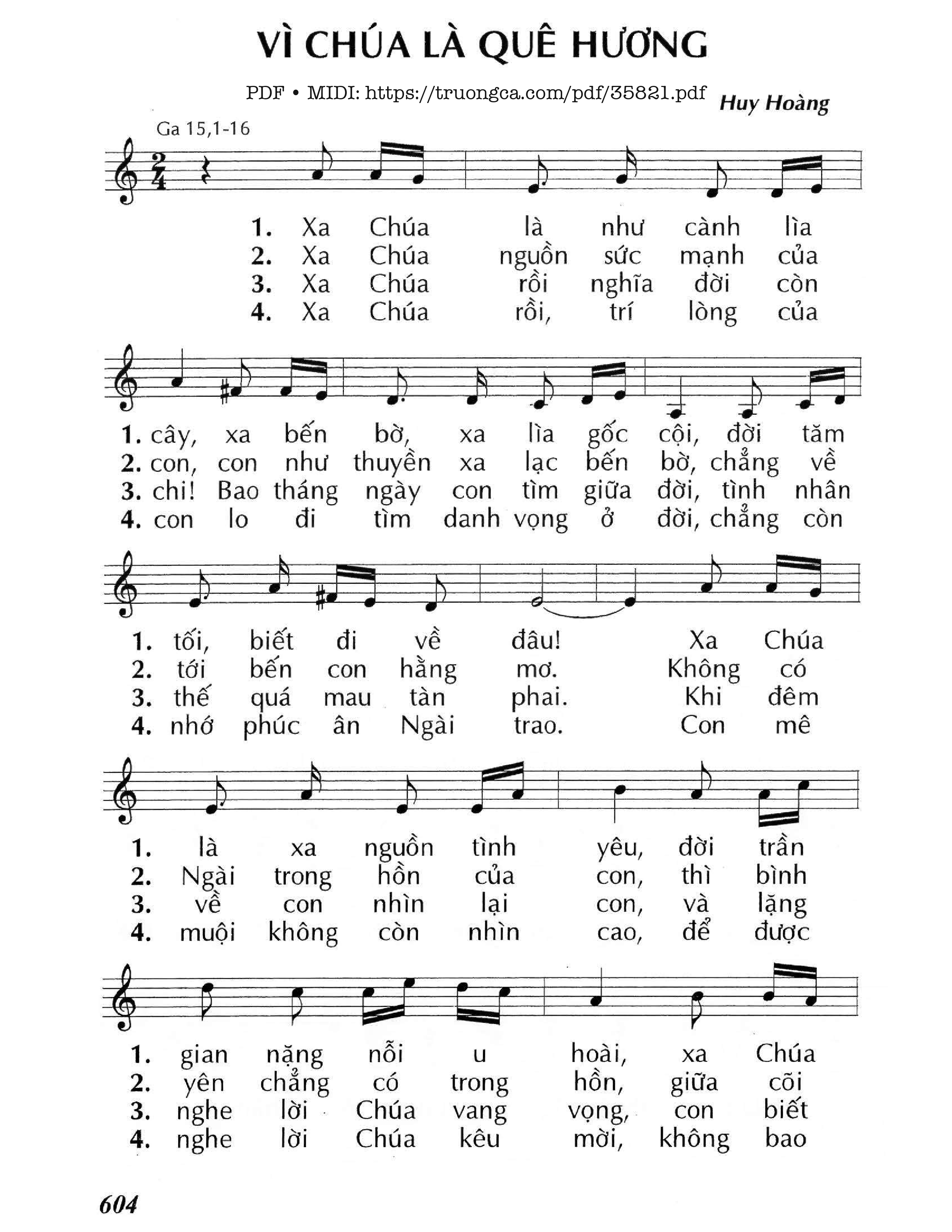 Sheet nhạc Vì Chúa Là Quê Hương