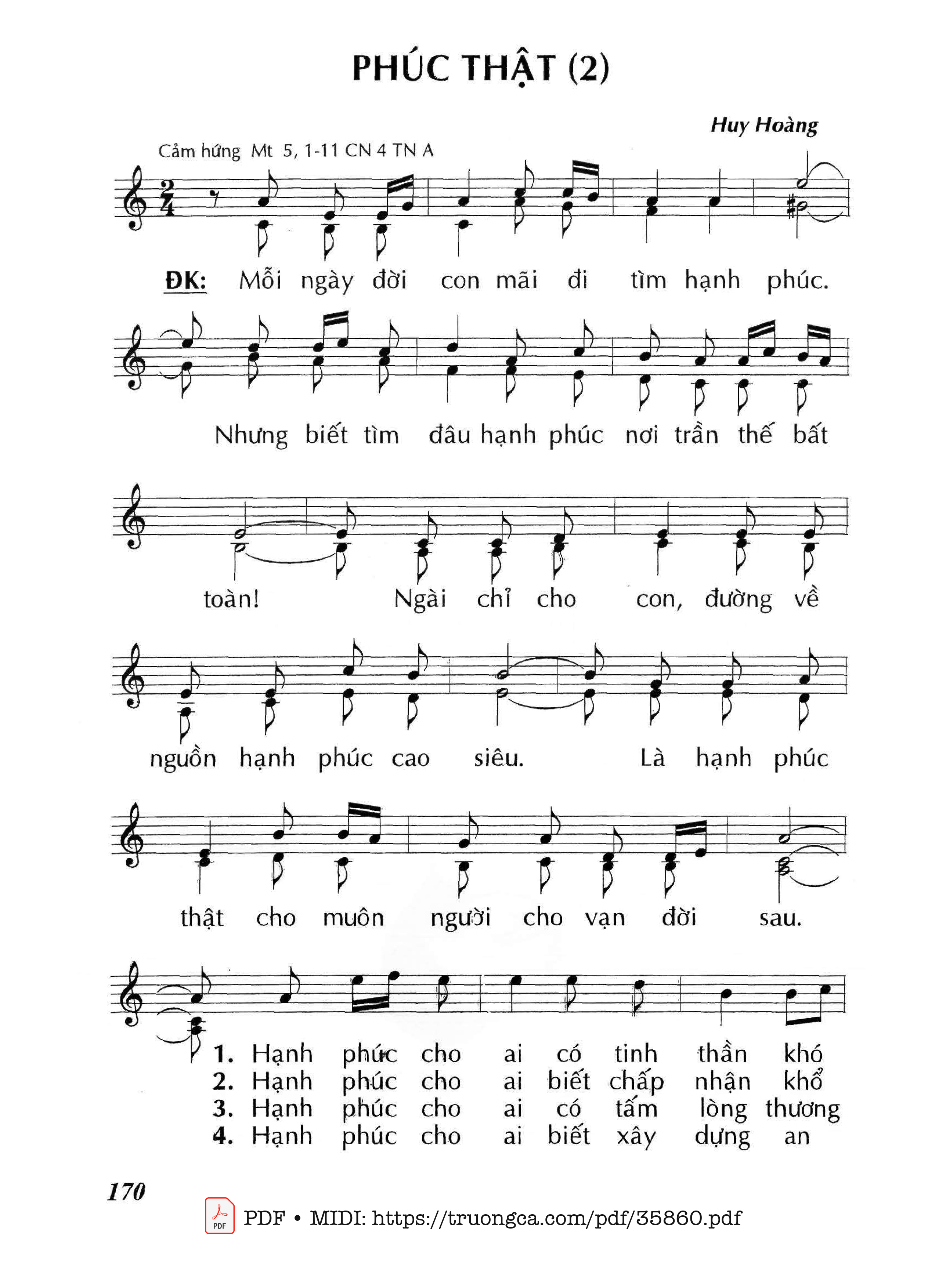 Trang 1 của Sheet nhạc PDF bài hát Phúc Thật 2 (Cn4 Tna) - Huy Hoàng