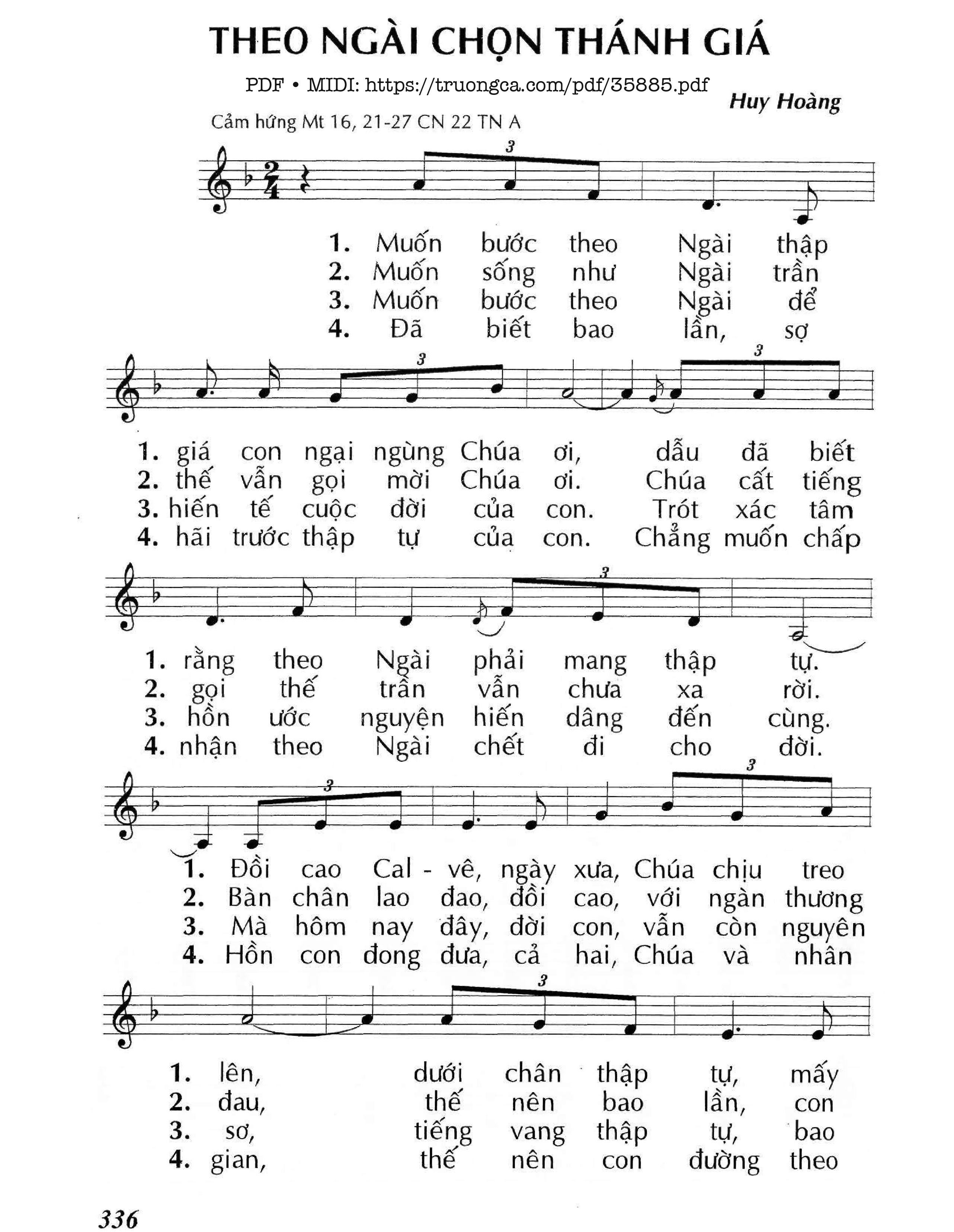 Trang 1 của Sheet nhạc PDF bài hát Theo Ngài Chọn Thánh Giá (Cn22 Tna) - Huy Hoàng