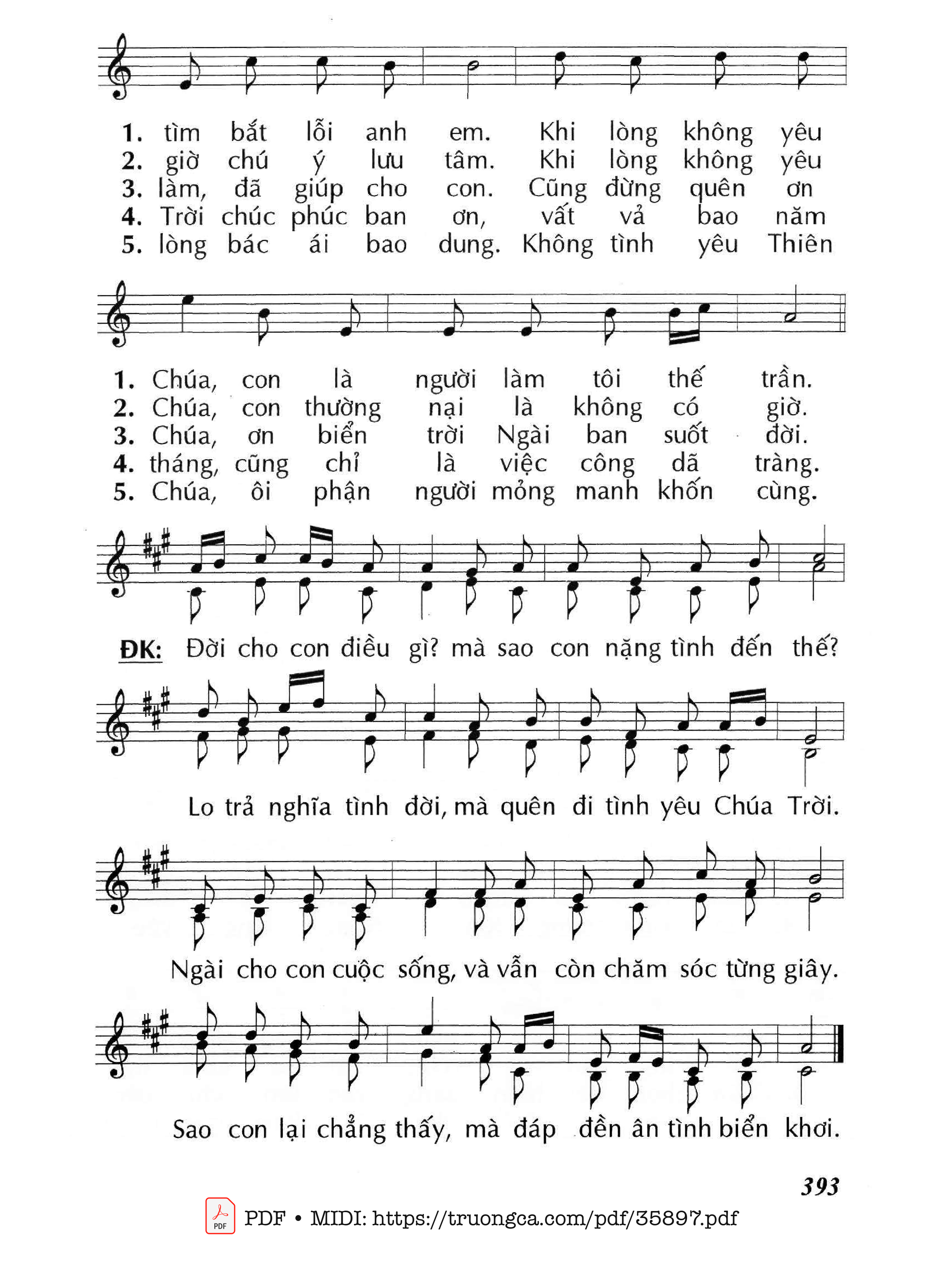 Trang 2 của Sheet nhạc PDF bài hát Đời Cho Con Điều Gì (Cn29 Tna) - Huy Hoàng