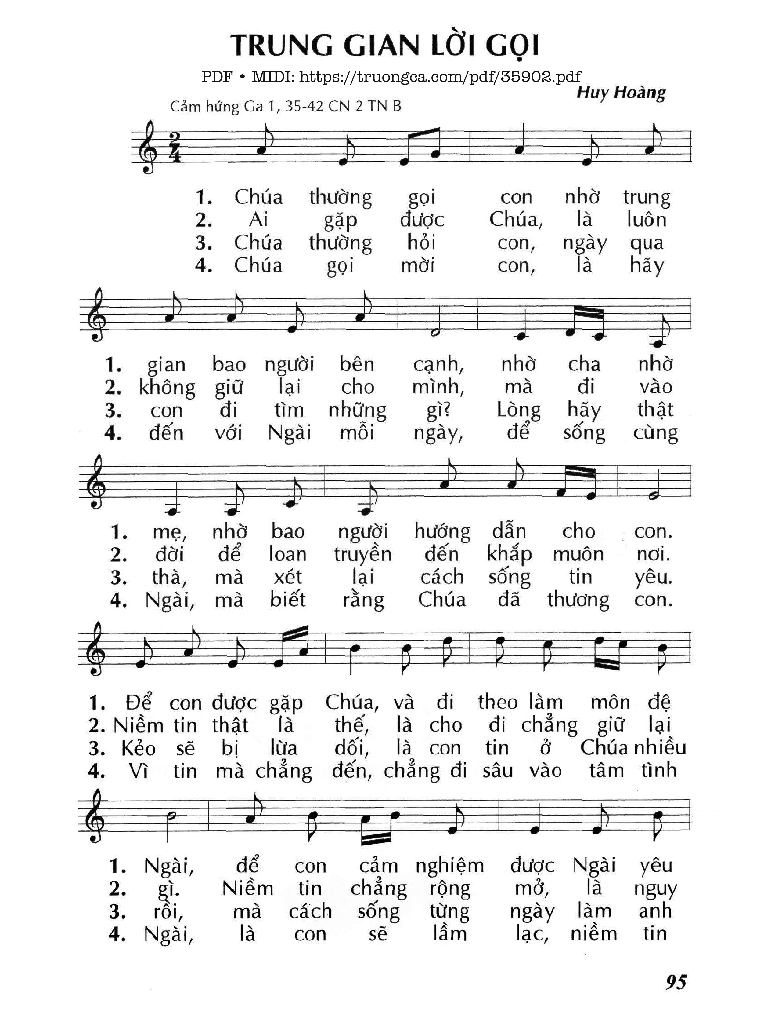 Trang 1 của Sheet nhạc PDF bài hát Trung Gian Lời Gọi (Cn2 Tnb) - Huy Hoàng