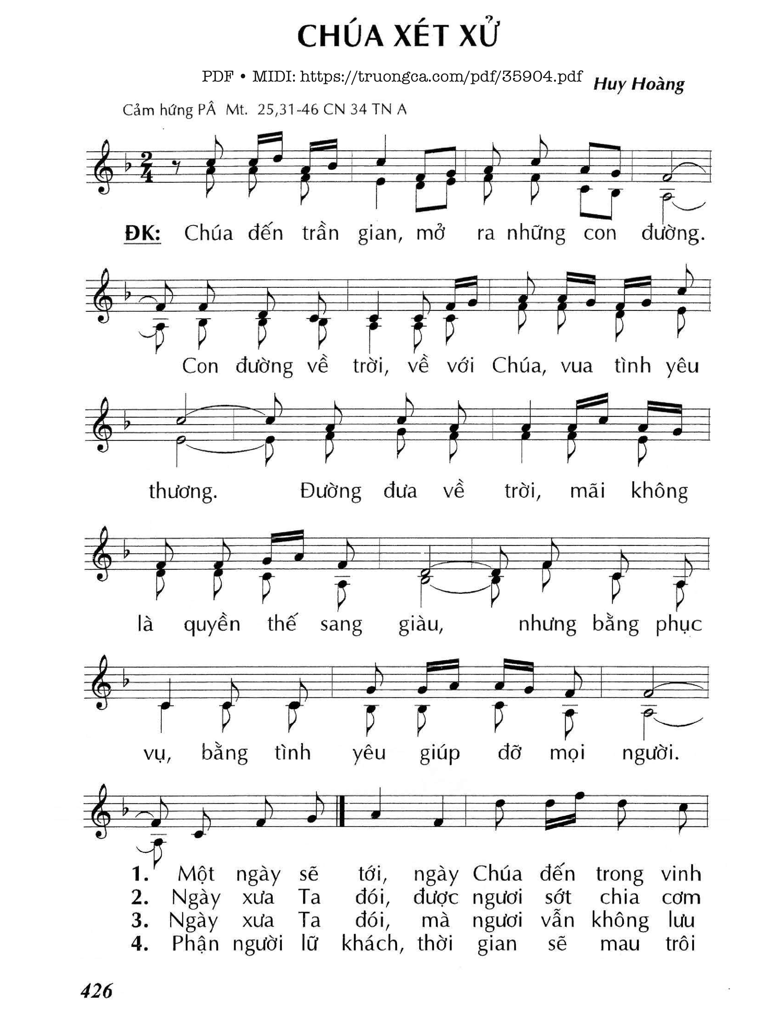 Trang 1 của Sheet nhạc PDF bài hát Chúa Xét Xử (Cn34 Tna) - Huy Hoàng