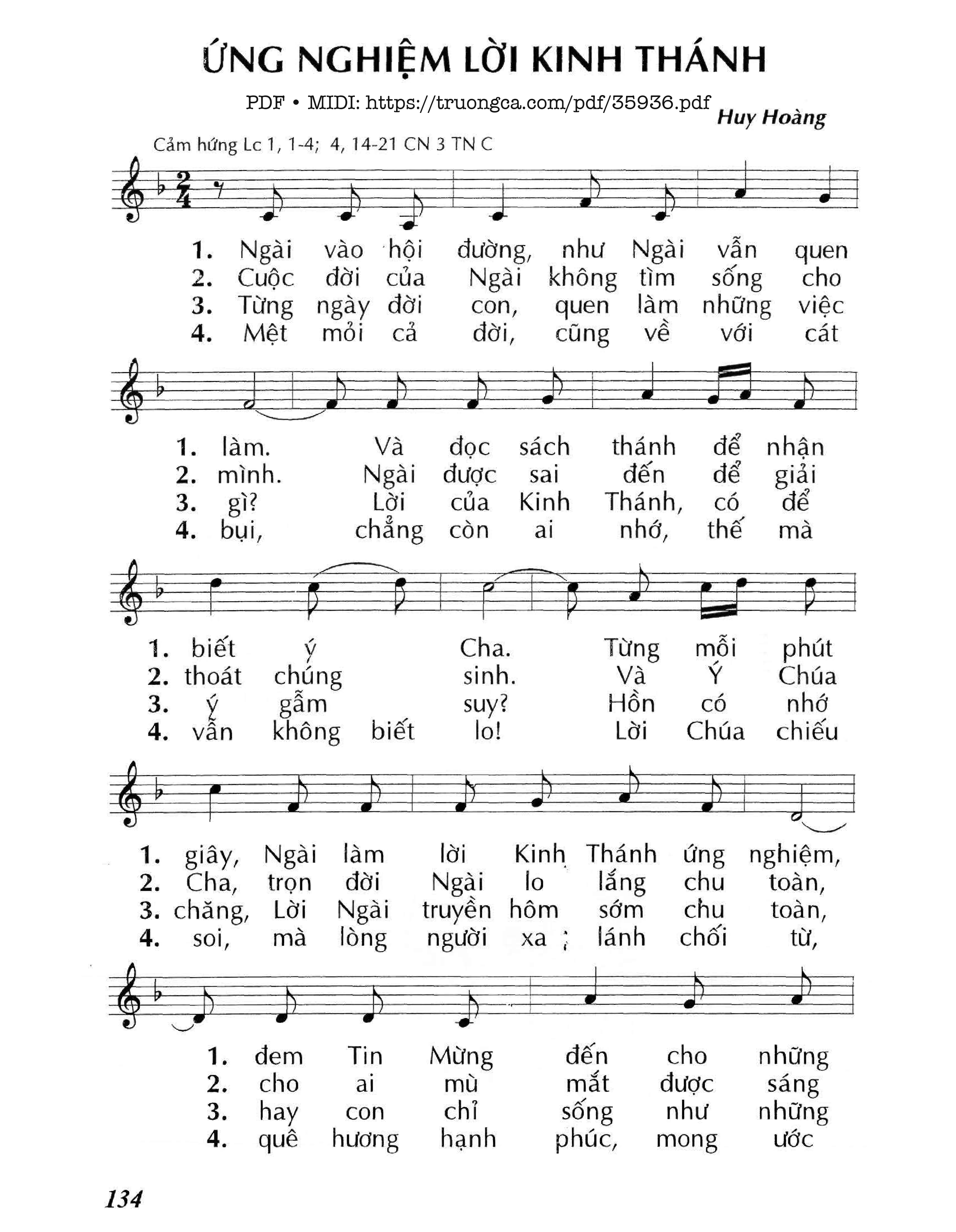 Sheet nhạc Ứng Nghiệm Lời Kinh Thánh (Cn3 Tnc)