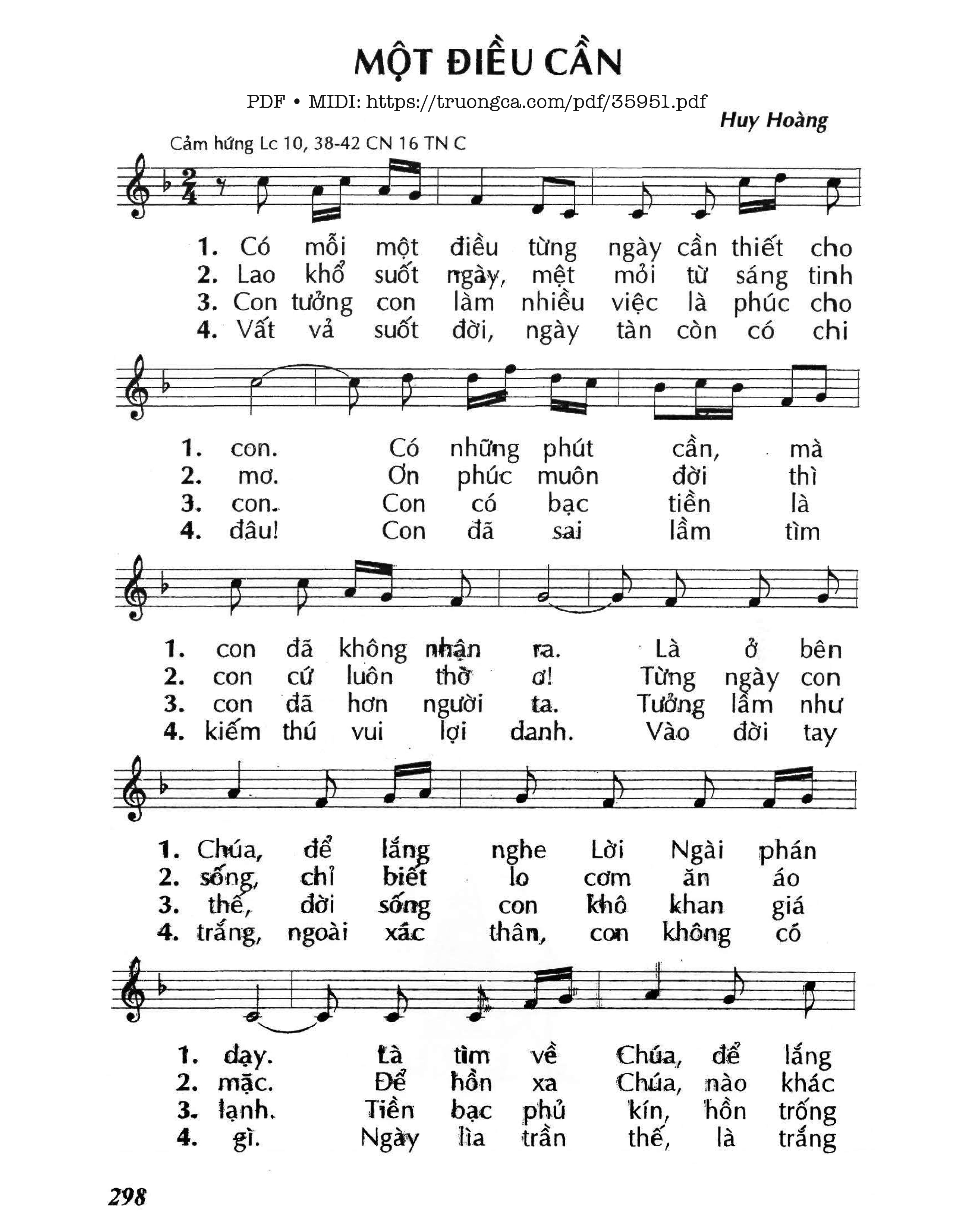 Trang 1 của Sheet nhạc PDF bài hát Một Điều Cần (Cn16 Tnc) - Huy Hoàng