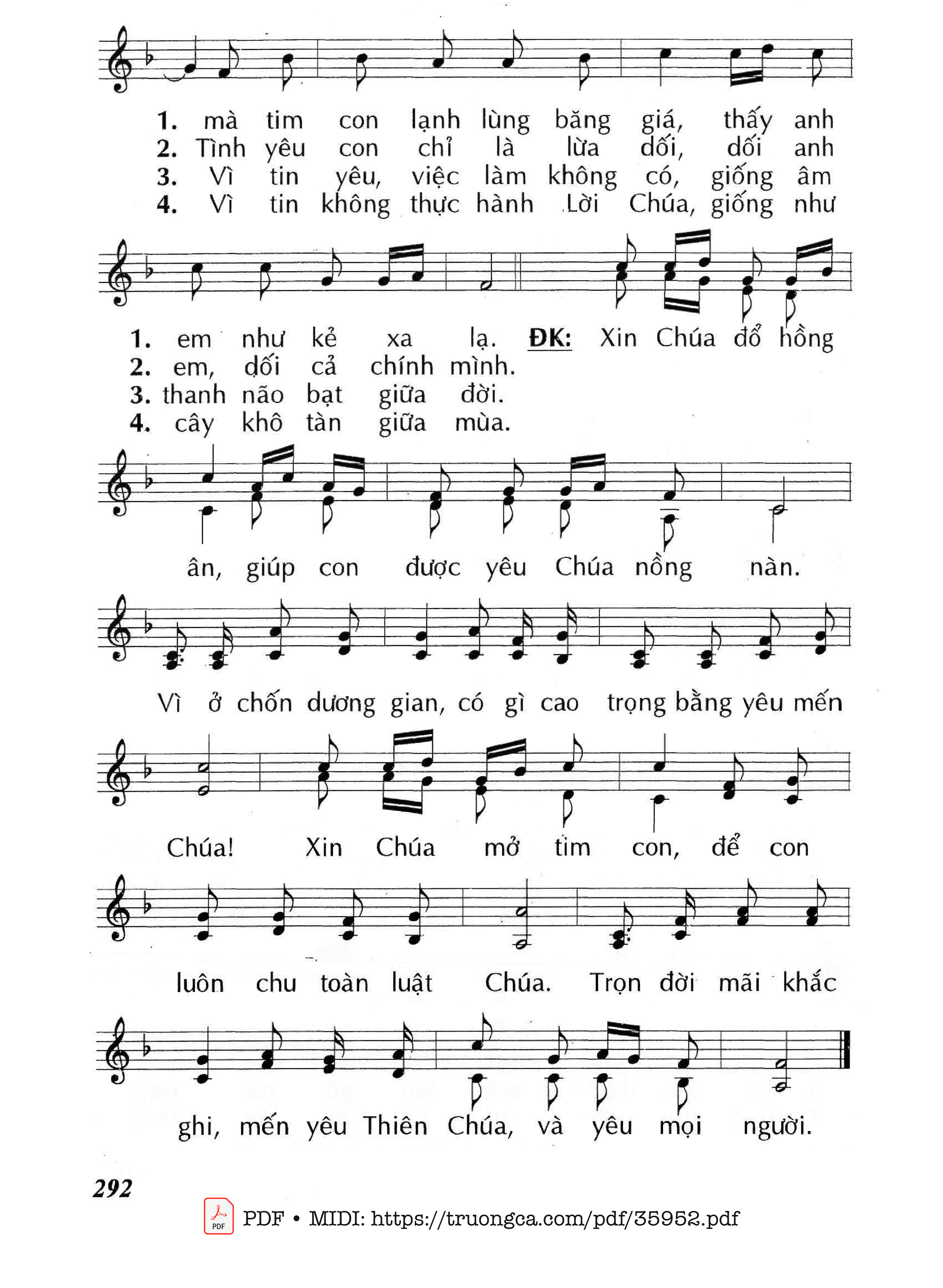 Trang 2 của Sheet nhạc PDF bài hát Xin Chúa Ban Tràn Ơn (Cn15 Tnc) - Huy Hoàng