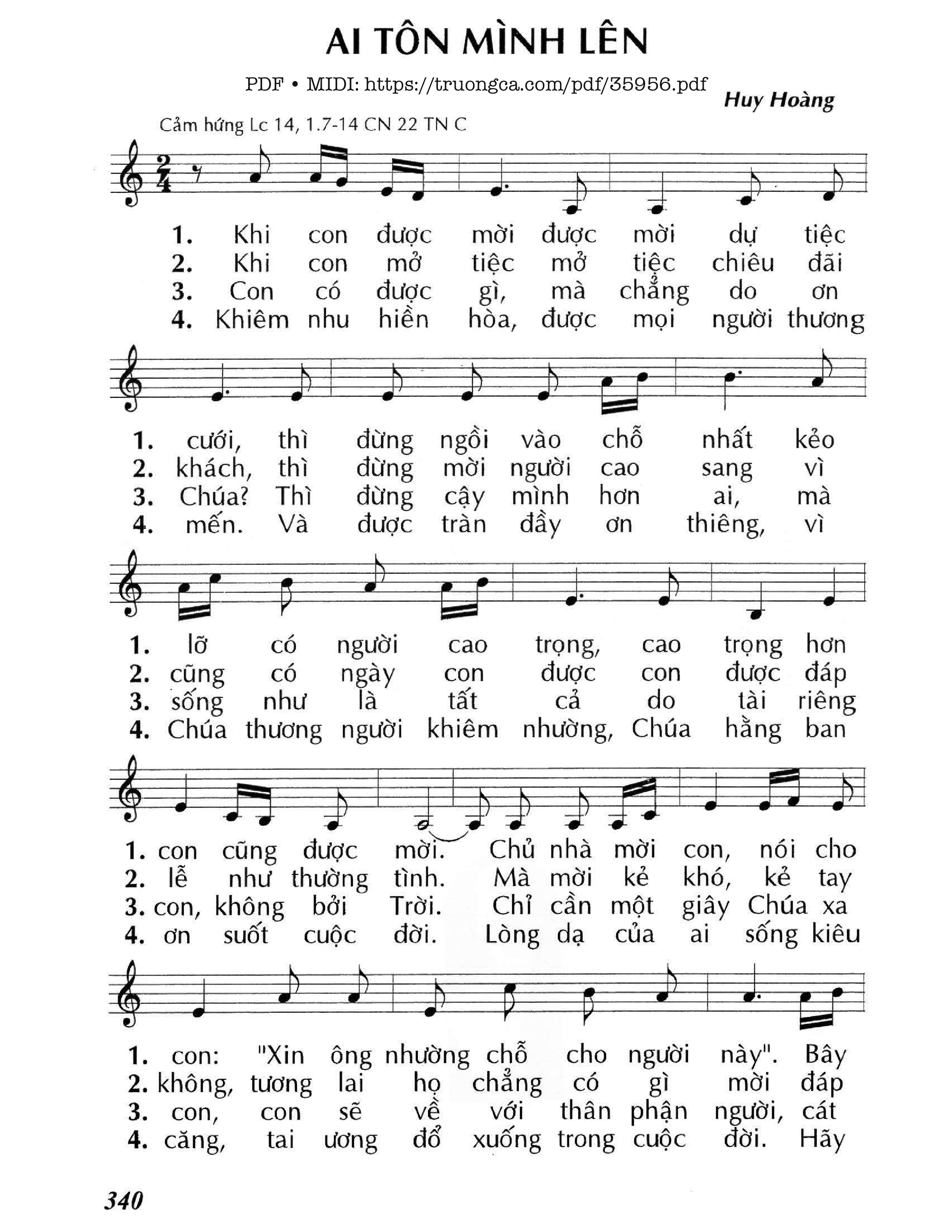 Trang 1 của Sheet nhạc PDF bài hát Ai Tôn Mình Lên (Cn22 Tnc) - Huy Hoàng